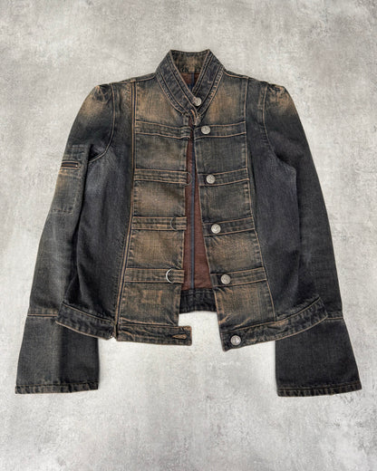 2000s Armani Samurai Faded Denim Jacket (XS)