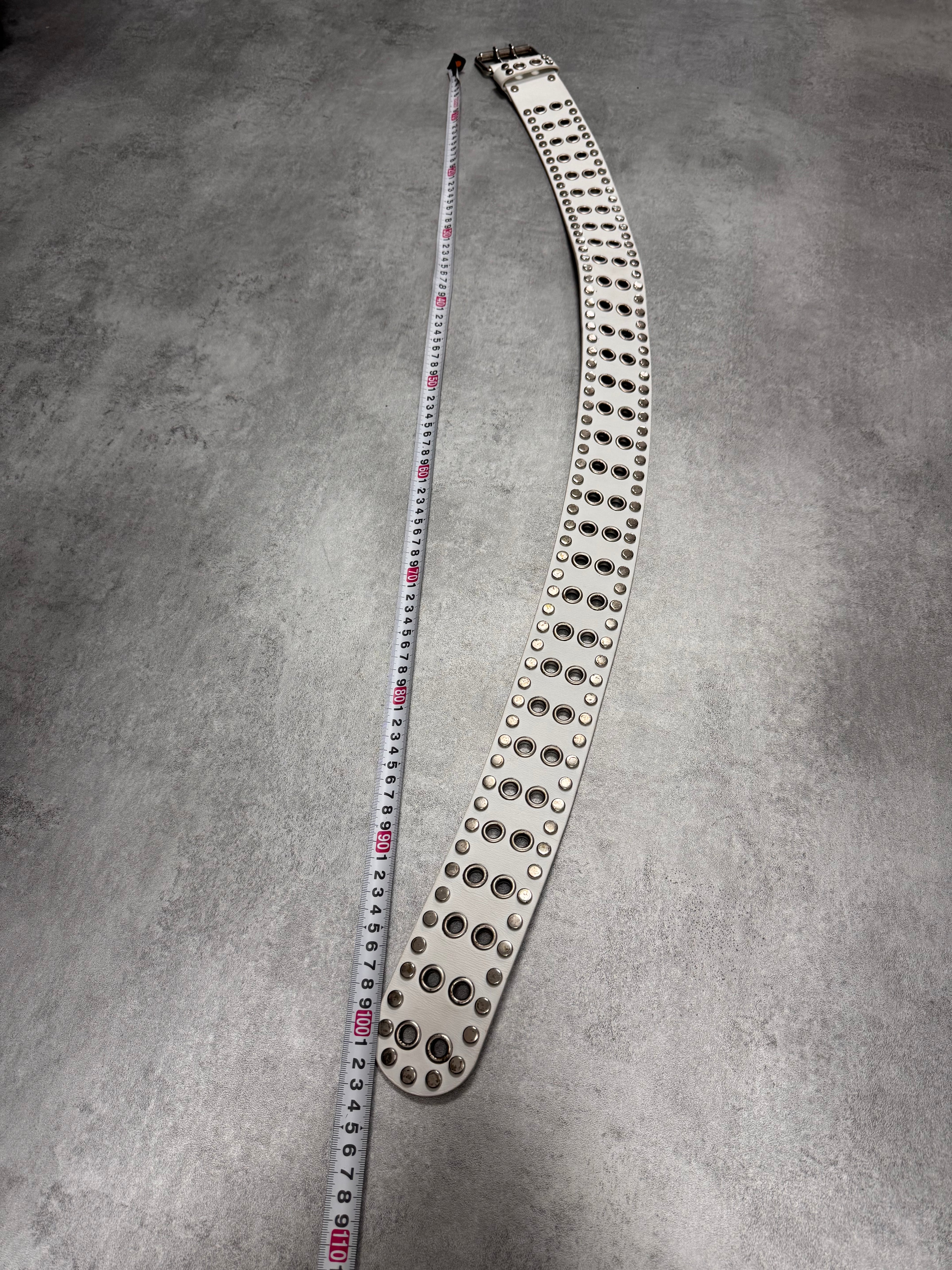 2000s Dolce & Gabbana Bullet Studded White Leather Belt