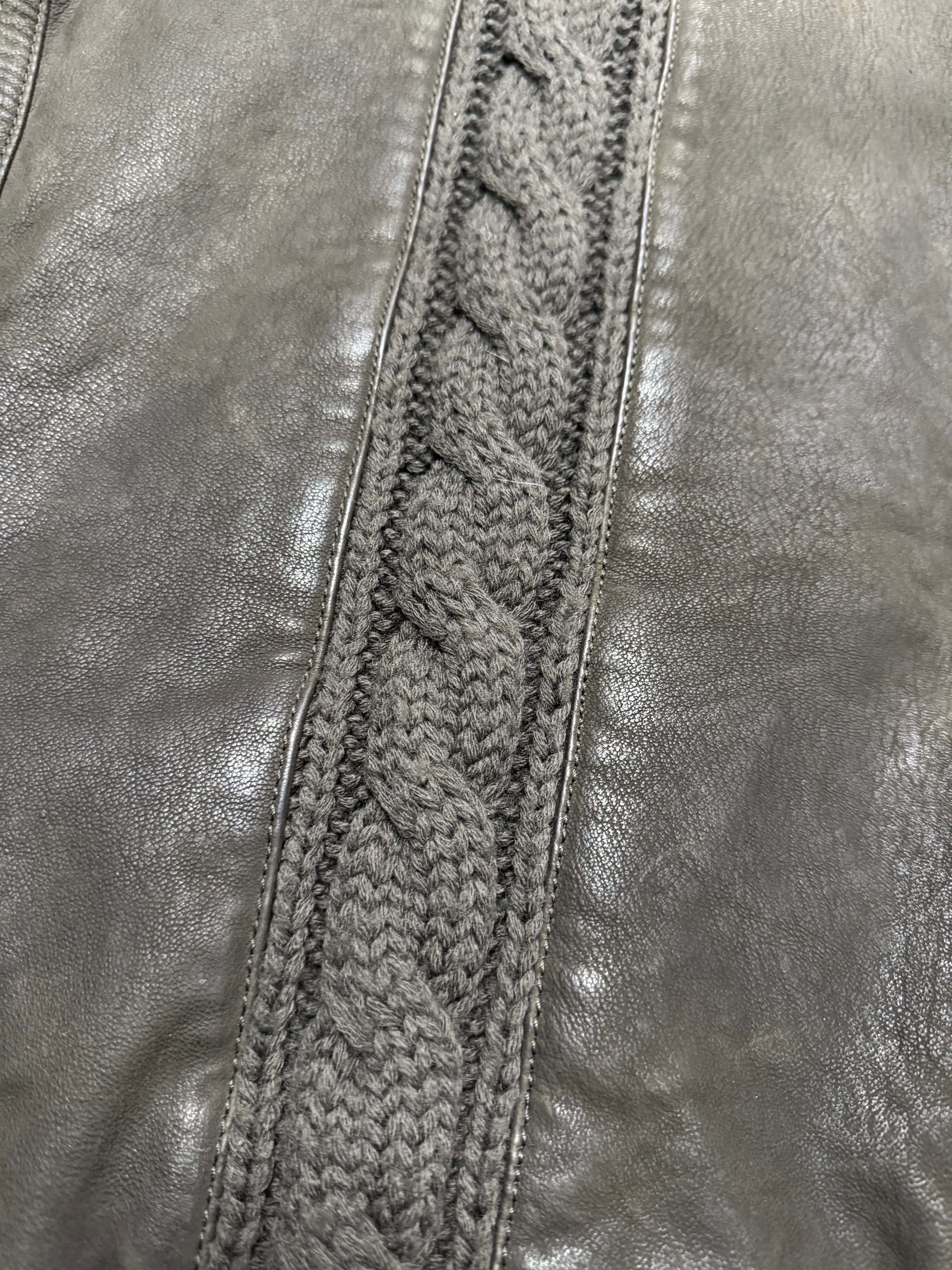 AW2009 Emporio Armani Brown Leather Wool Embelishments Jacket