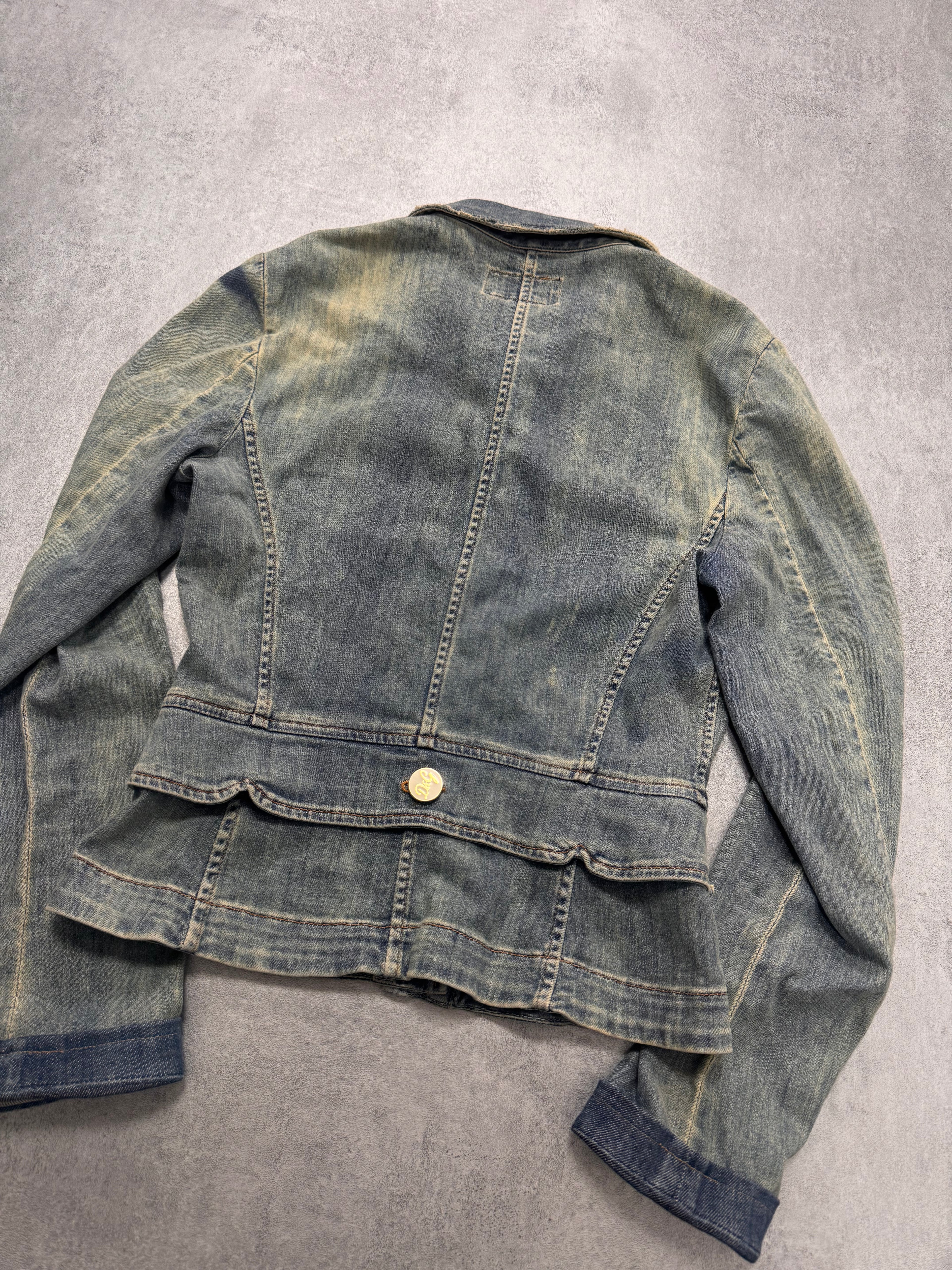 2000s Dolce & Gabbana Sun Faded Fitted Denim Jacket