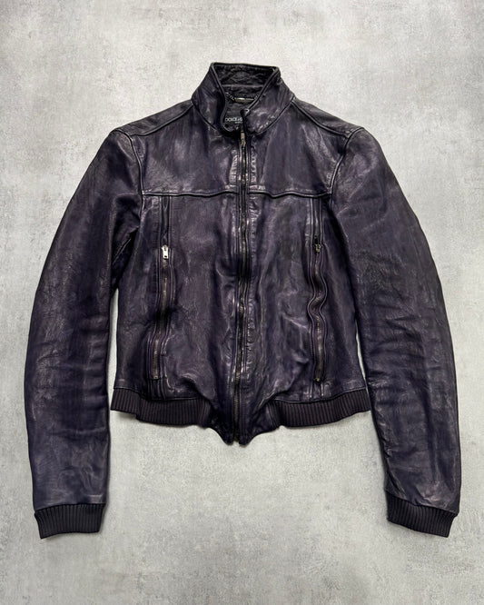 Dolce & Gabbana Galaxy Purple Cropped Leather Jacket (XS)