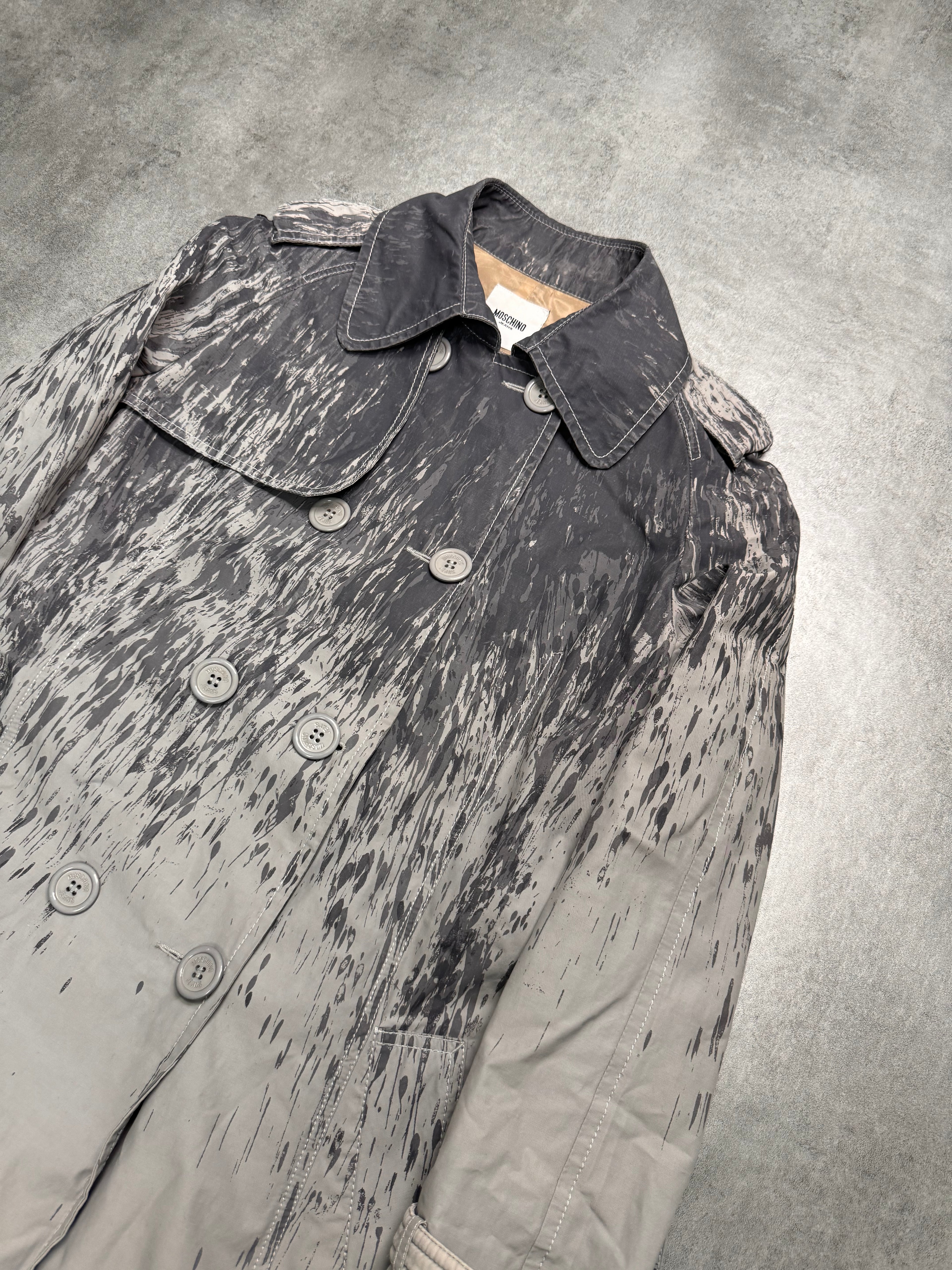 2000年代 モスキーノ グレー ペイント レイン トレンチ コート (XS)