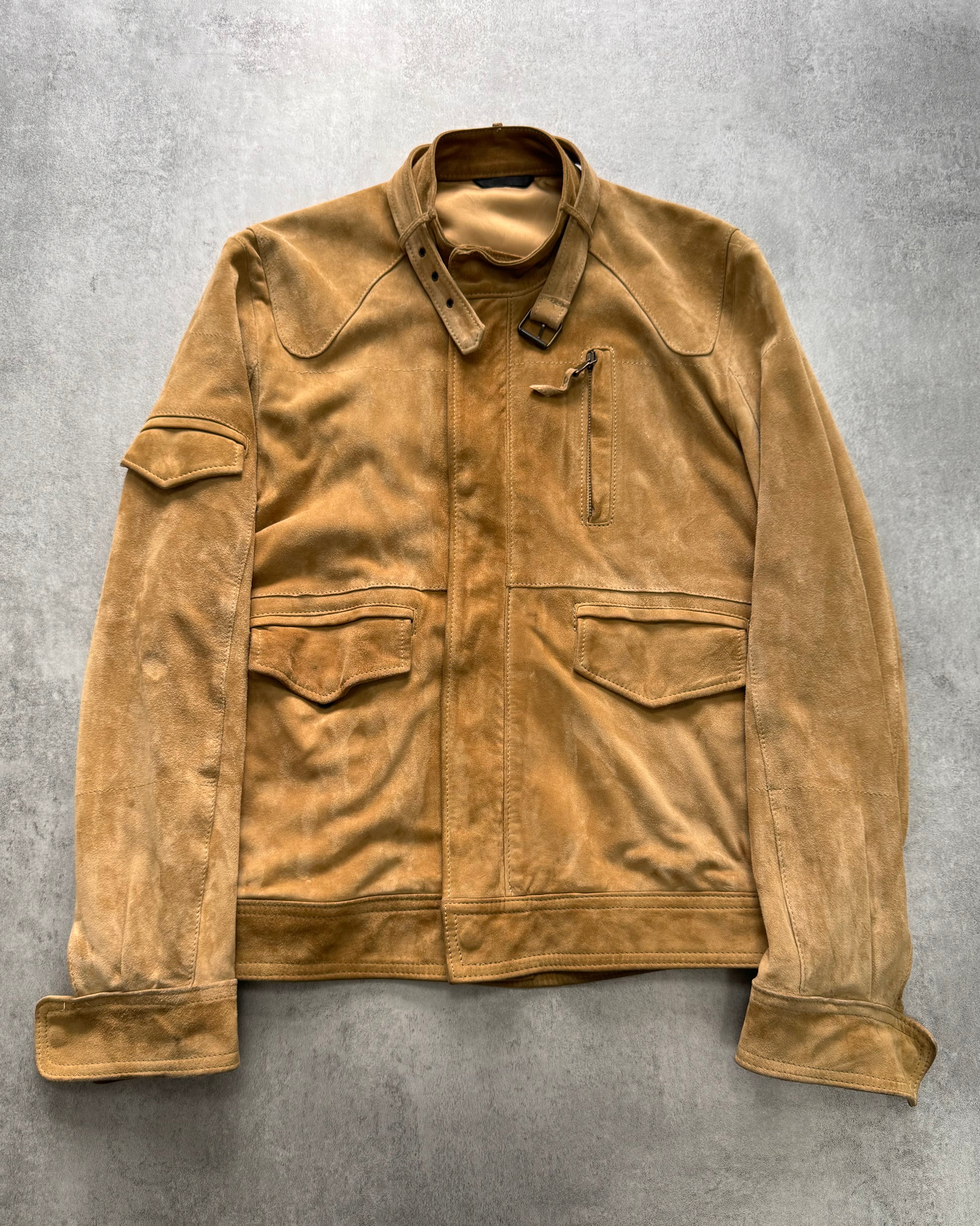 Daniele Alessandrini Caramel Suede Biker Jacket