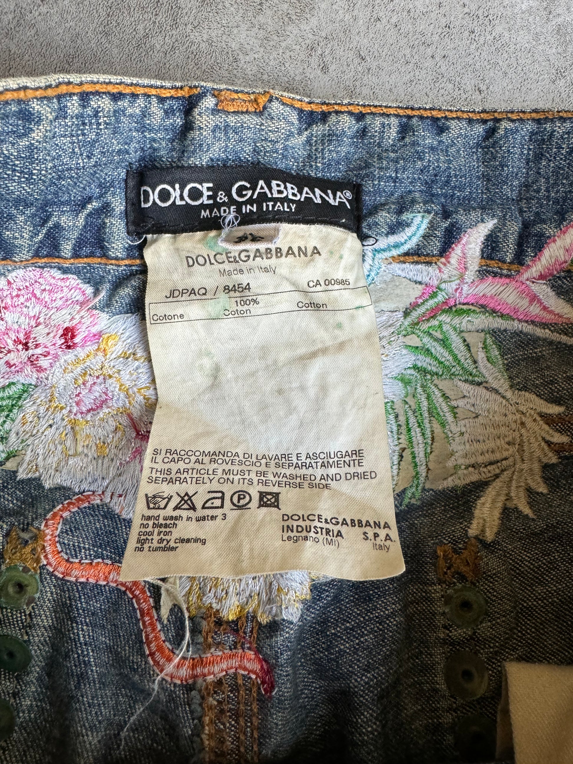 SS2006 Dolce & Gabbana Embroidered Distressed Denim Jeans  (XS/S) - 5