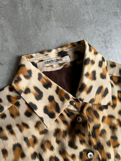 AW2000 Roberto Cavalli Silk Leopard Fire Magma Shirt (S) - 5