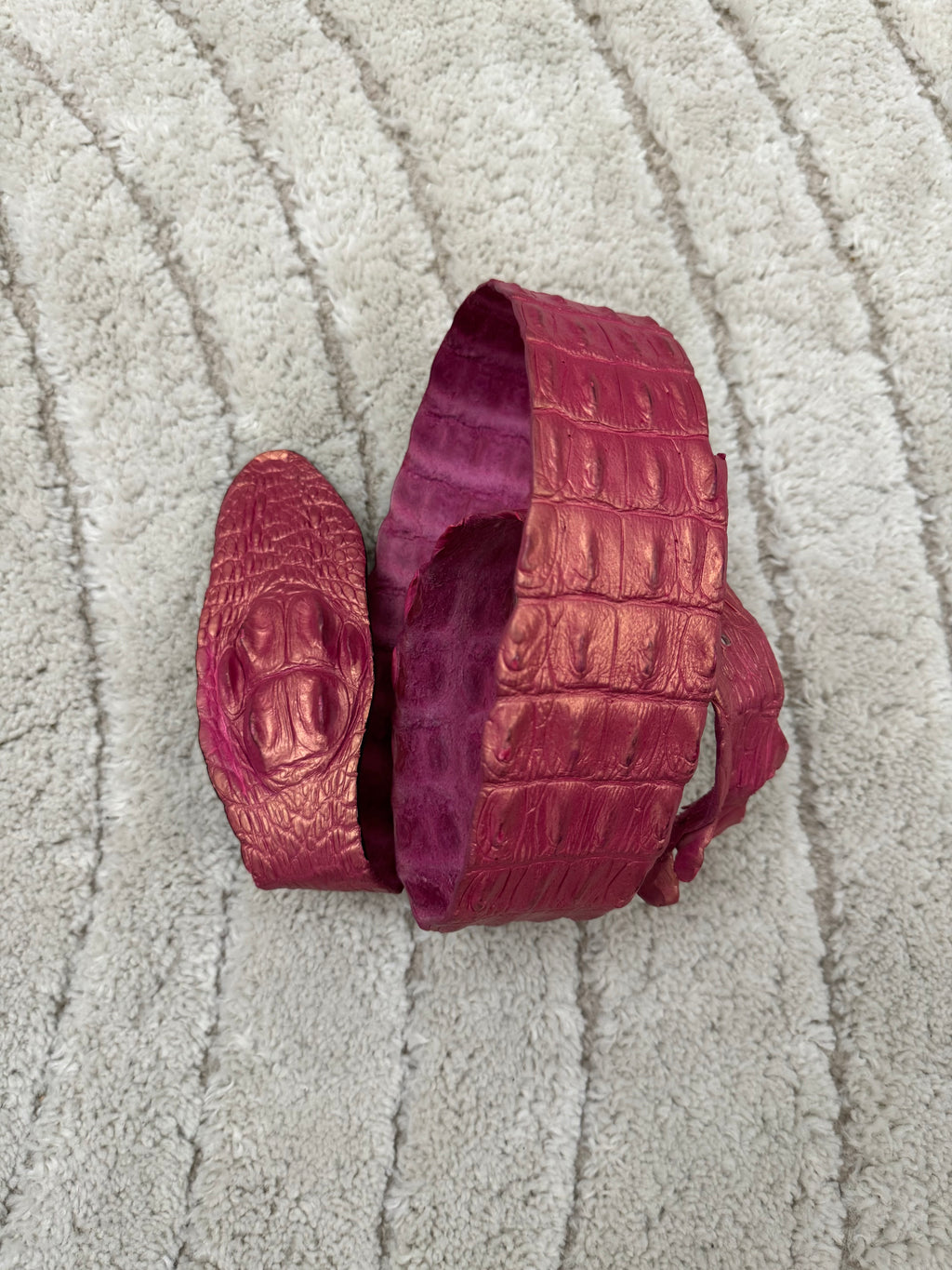 SS2005 Roberto Cavalli 亮粉色鳄鱼皮腰带