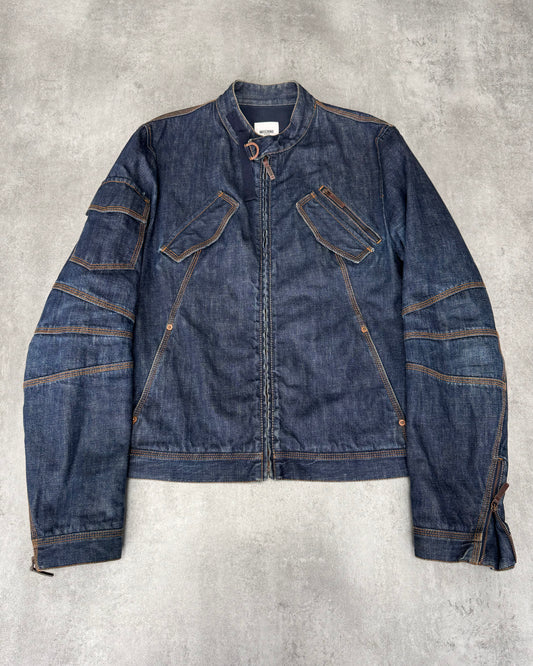 Moschino Top Racer Denim Cropped Jacket (L)