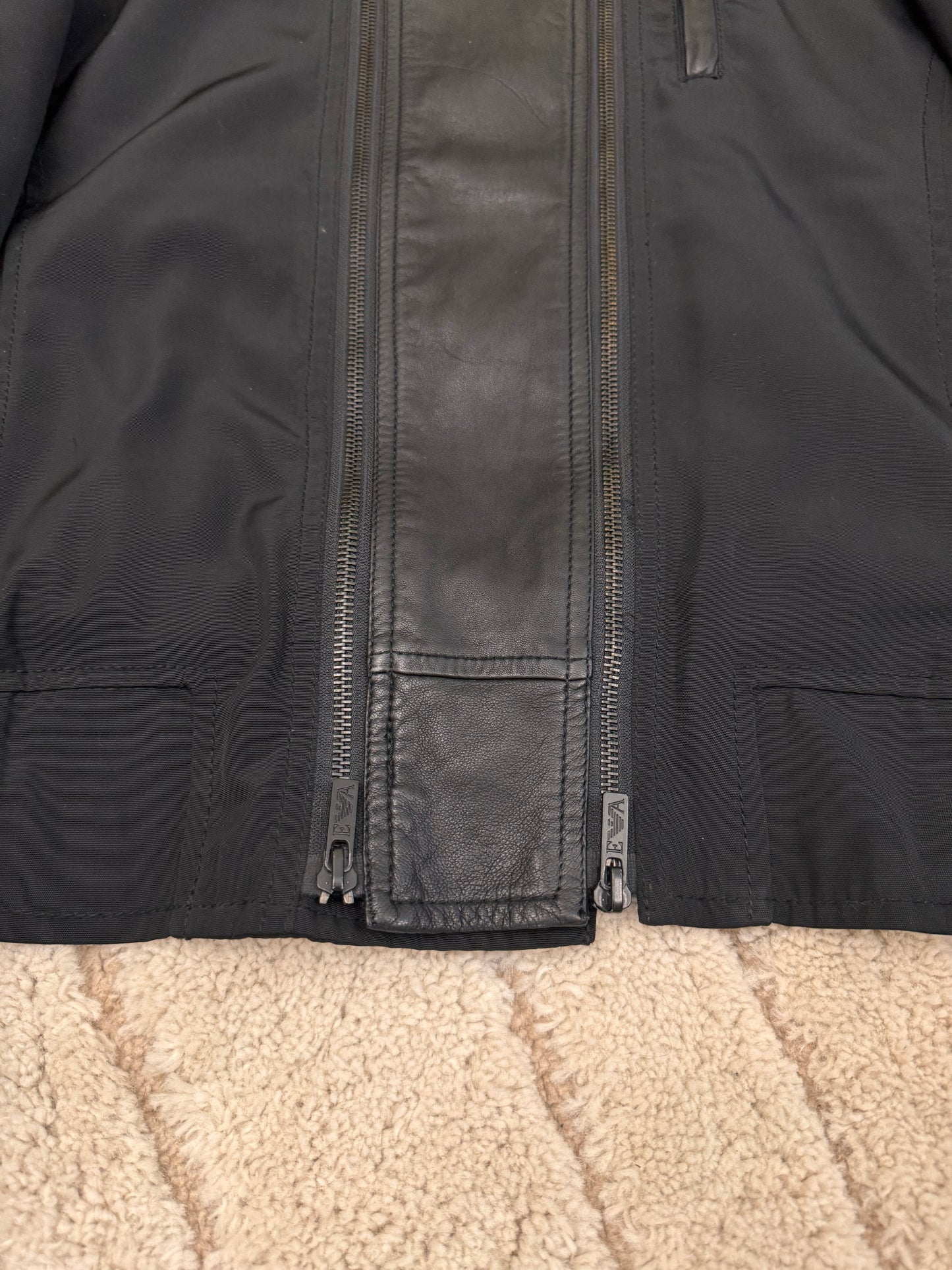 SS2011 Emporio Armani Hybrid 2-Zip Leather Jacket (M)