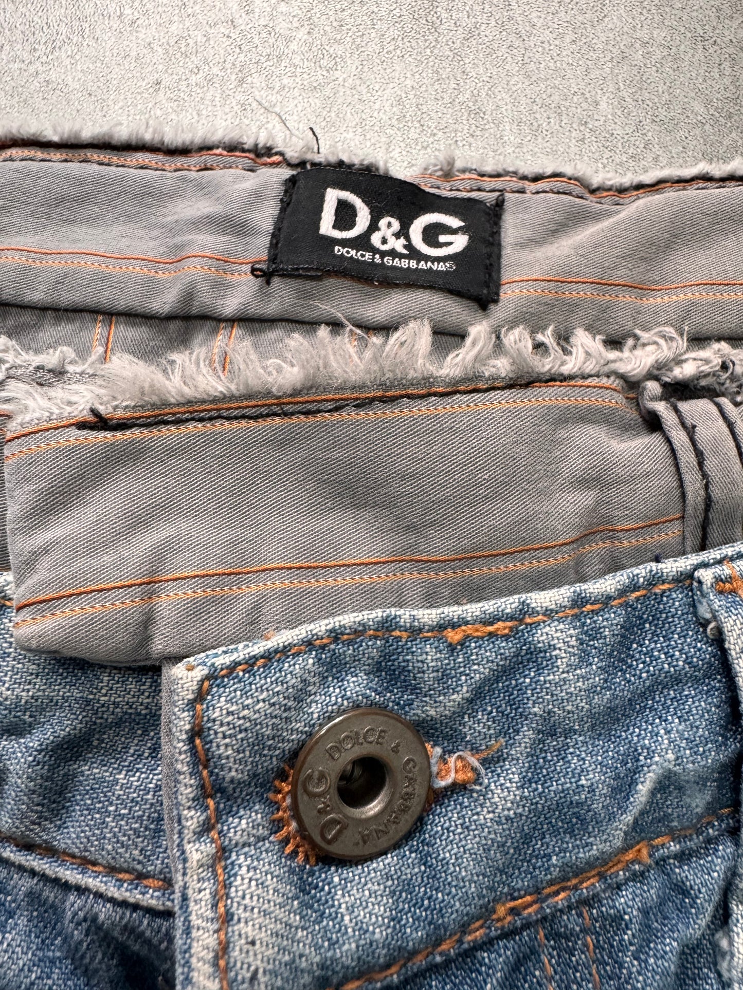 SS2005 Dolce & Gabbana Sun Faded Double Waist Denim Jeans (S)