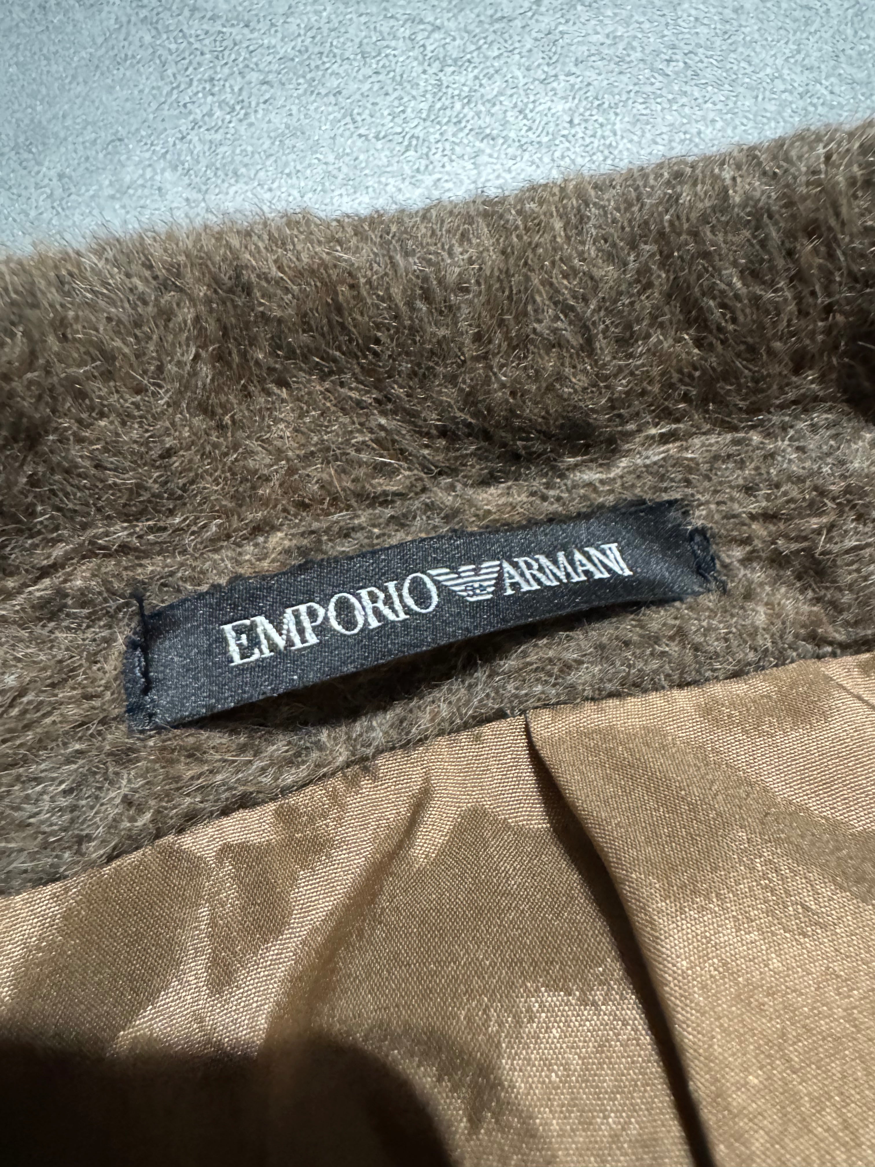 FW2018 Emporio Armani Sartorial Faux Fur Brown Trench Coat