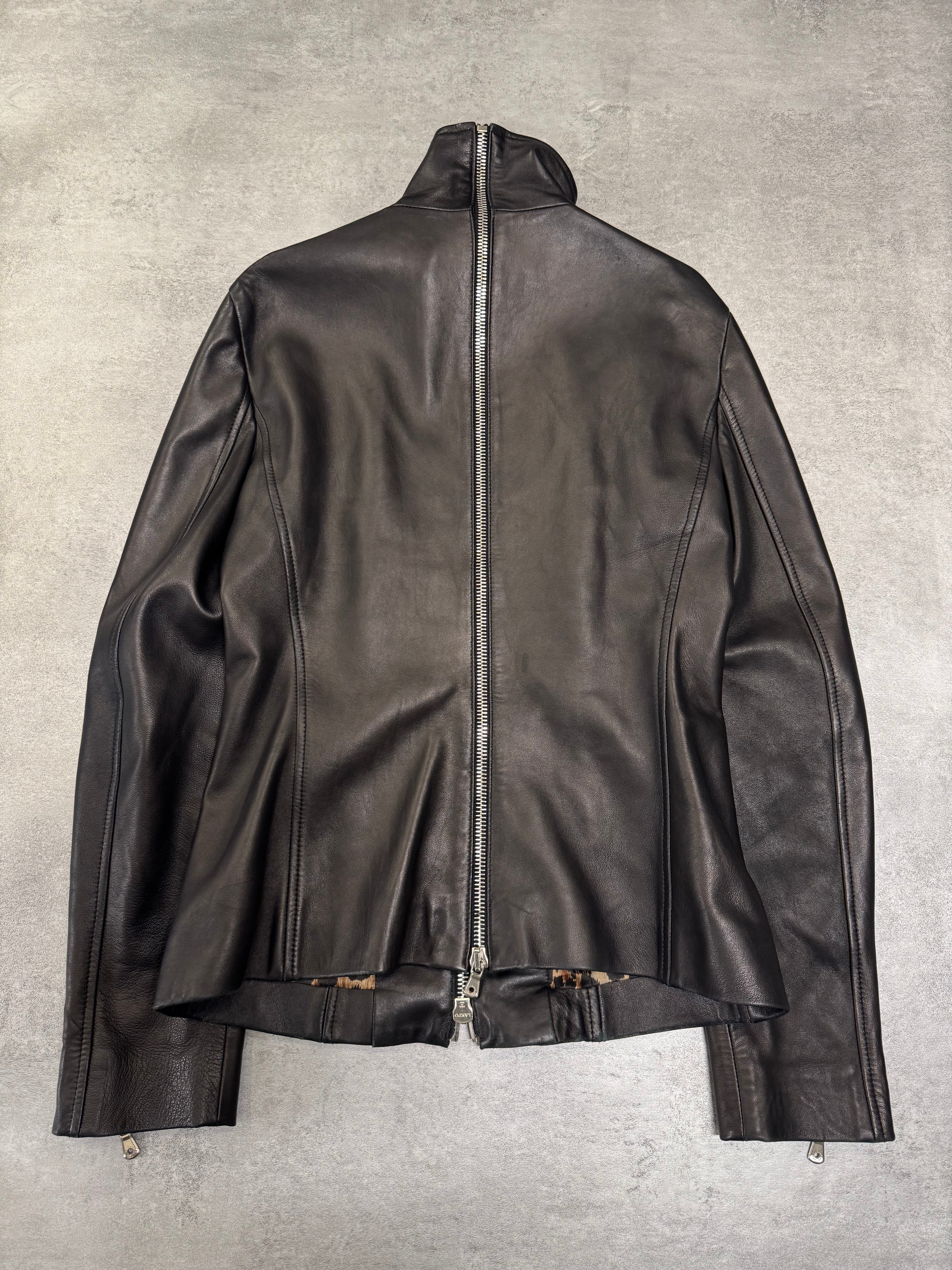 SS2003 Dolce & Gabbana Sexy Biker Multi-Zip Leather Jacket (XS/S)