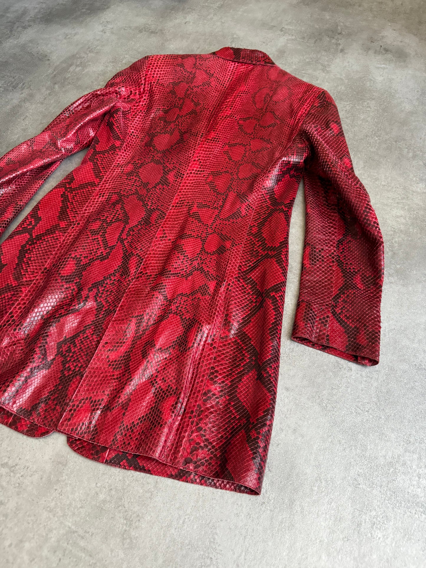 AW2002 Roberto Cavalli Python Leather Demoniac Red Scales Vest Jacket (S) - 10