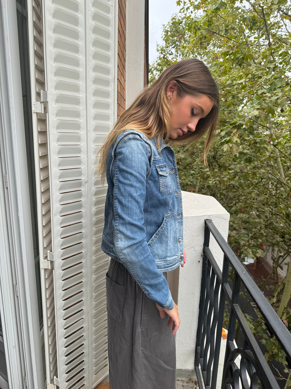 2000s Armani Denim Jacket with Detachable Arms