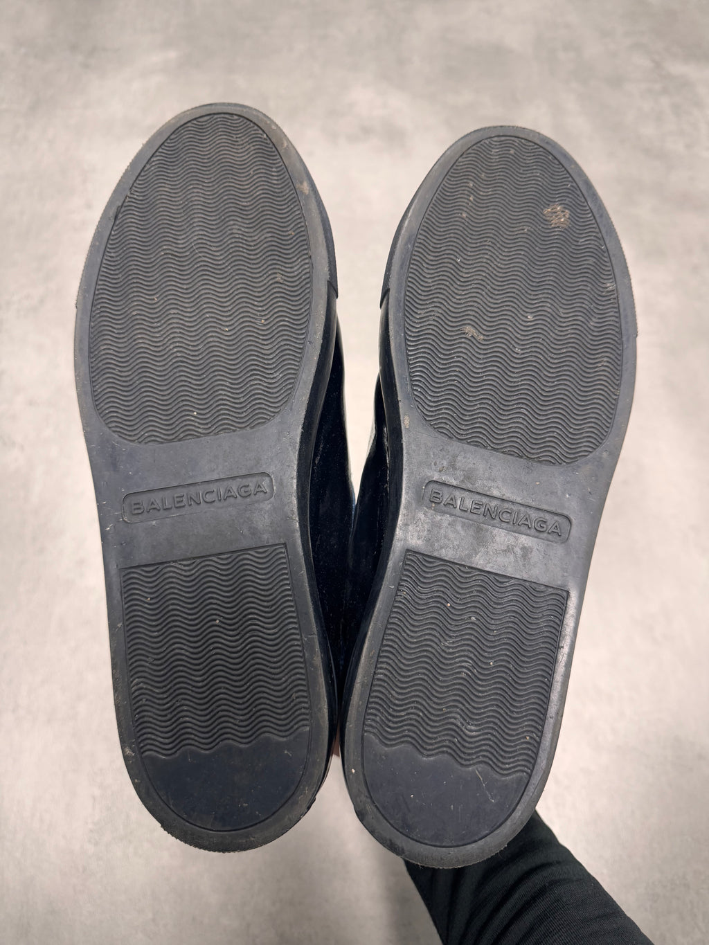 Balenciaga Arena High Hybrid Varnished Black on Blue Suede Leather Sneakers