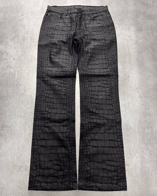 2000s Roberto Cavalli Crocodile Skin Effect Obscur Black Pants (S)