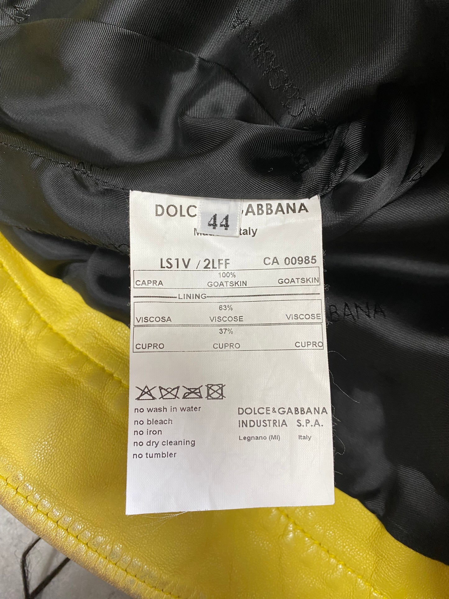 SS2005 Dolce & Gabbana Yellow Goat Leather Jacket (XS/S)