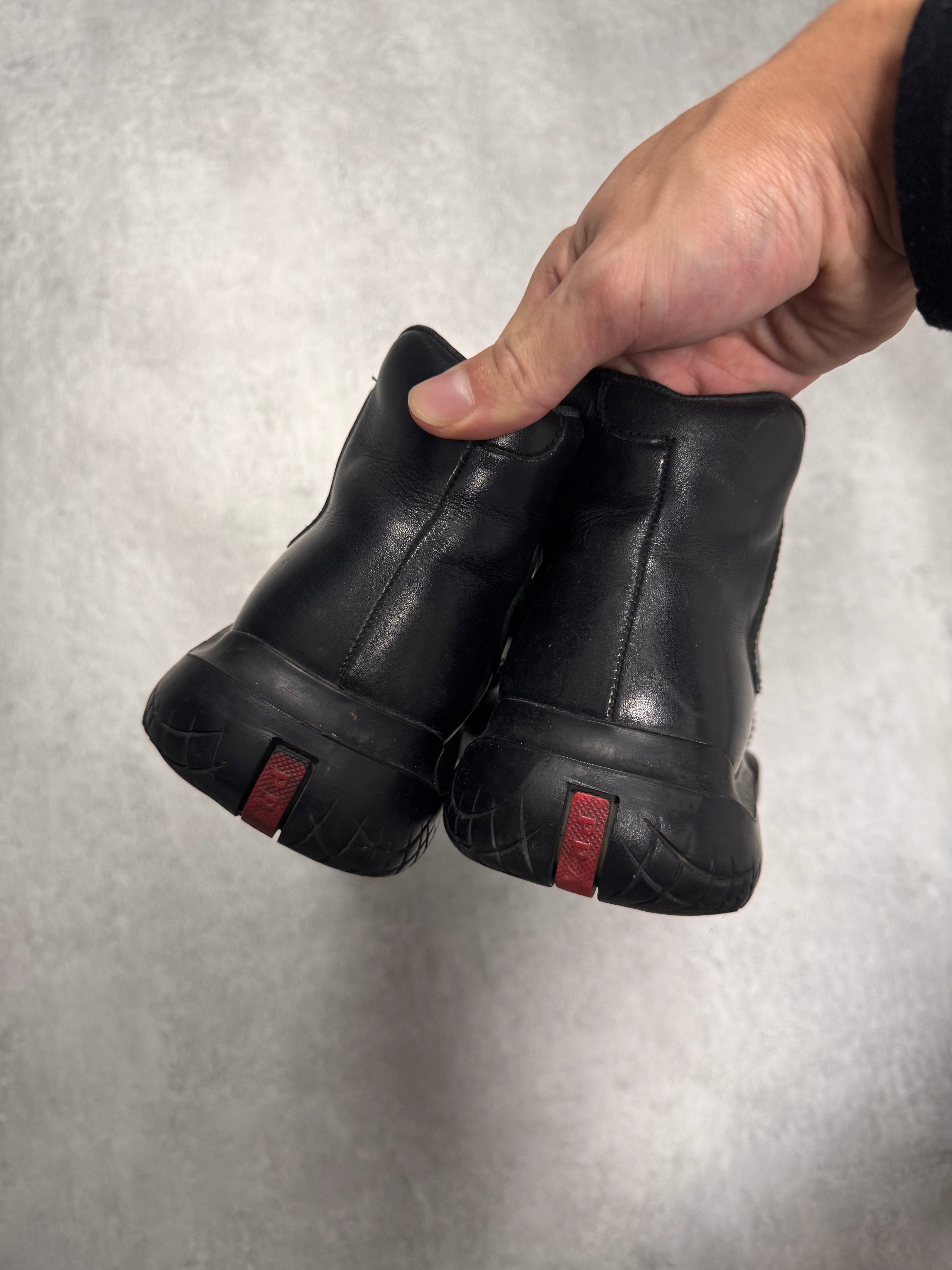 FW2000 Prada Vibram Hybrid Outdoor Black Leather Shoes