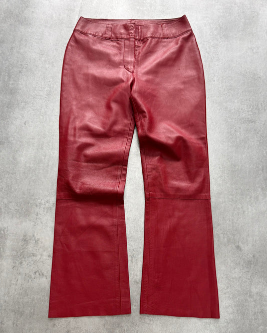 2000s Dolce & Gabbana Red Leather Pants (XS/S)