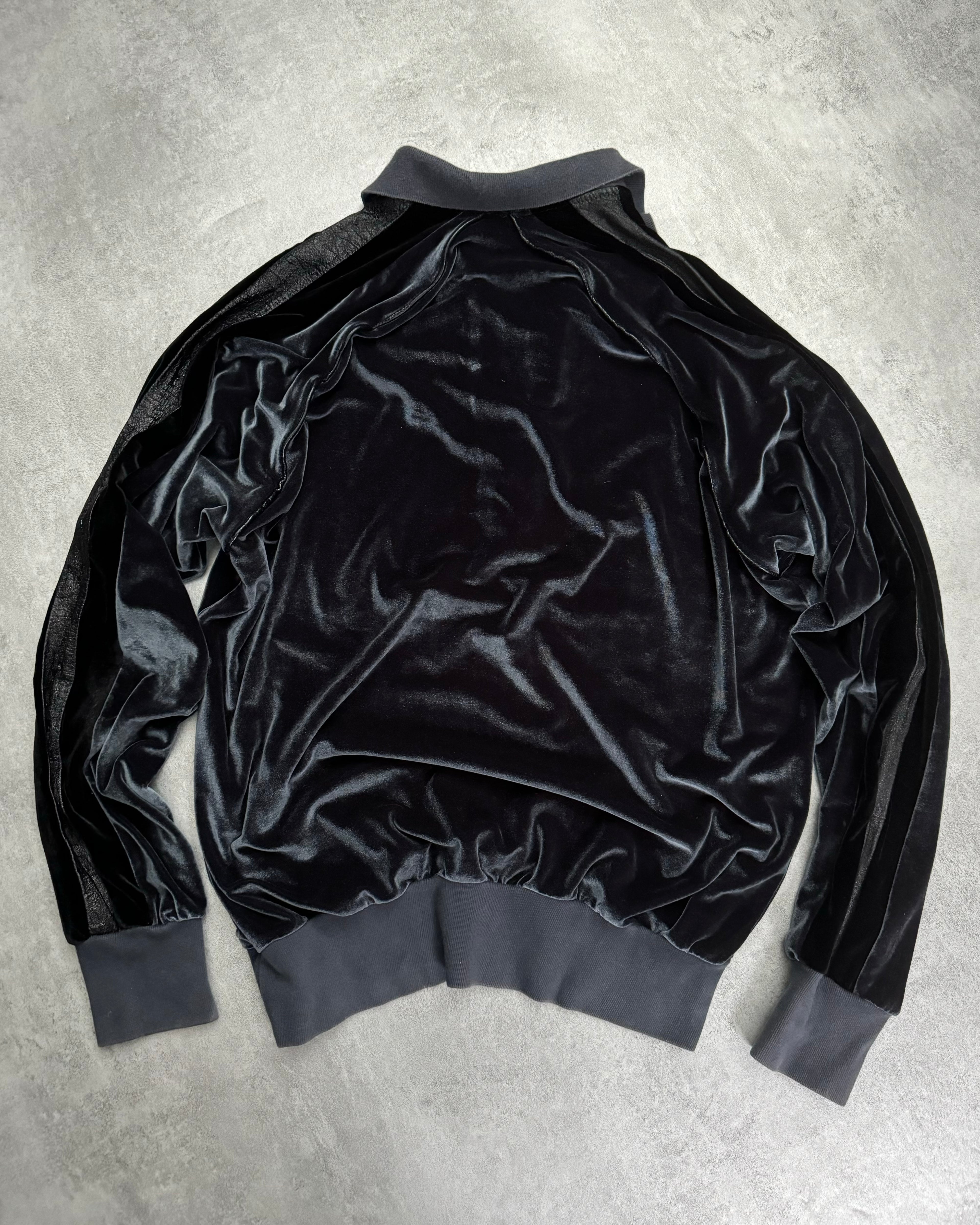 2000s Dolce & Gabbana Velvet Deep Green Polo Sweater (L) - 2