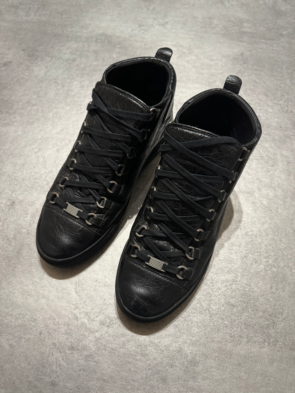 Balenciaga Arena High Black Leather Shoes (41) - 11