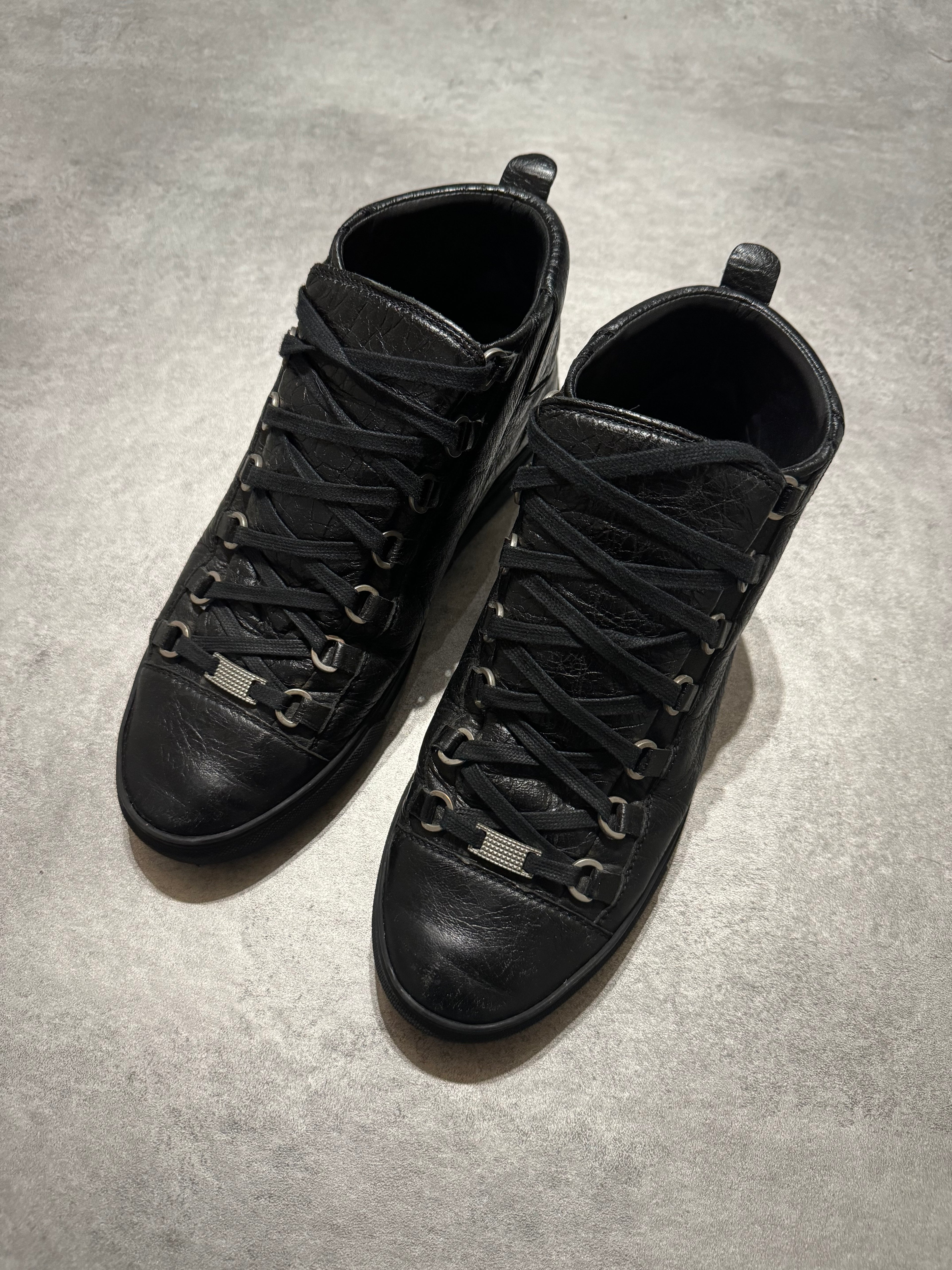 Balenciaga Arena High Black Leather Shoes (41) - 11