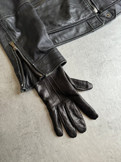 Giorgio Armani Black Leather Gloves (OS) - 10