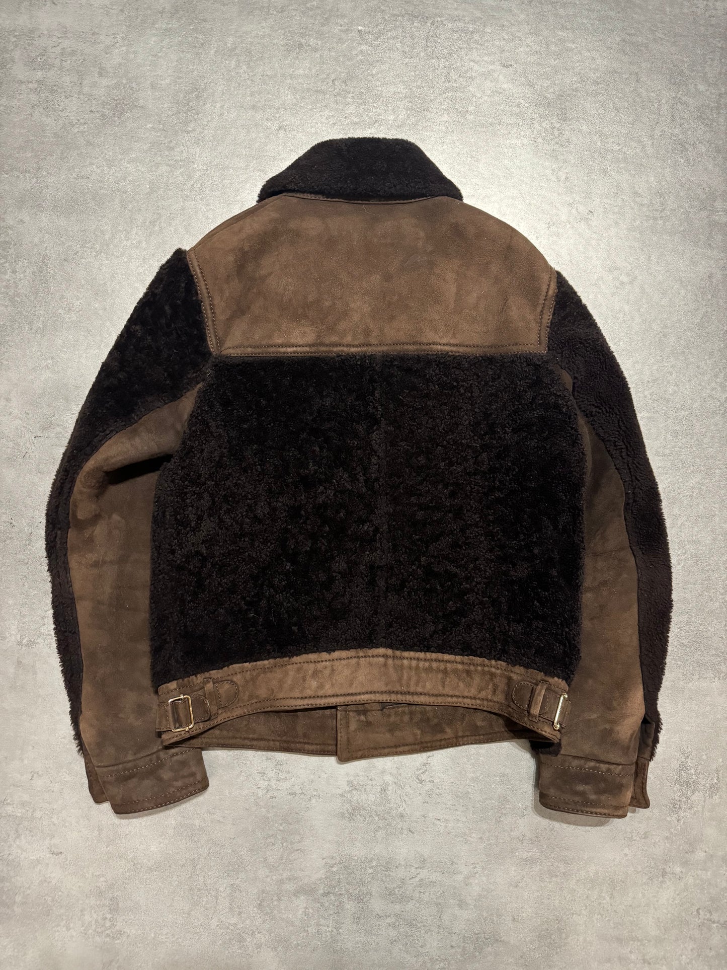 FW2002 Gucci Brown Shearling Lamb Fur Italian Leather Jacket (M) - 5