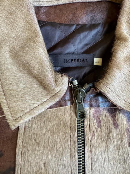 2000s Imperial Brown Fur Leather Cow Jacket (L) - 7