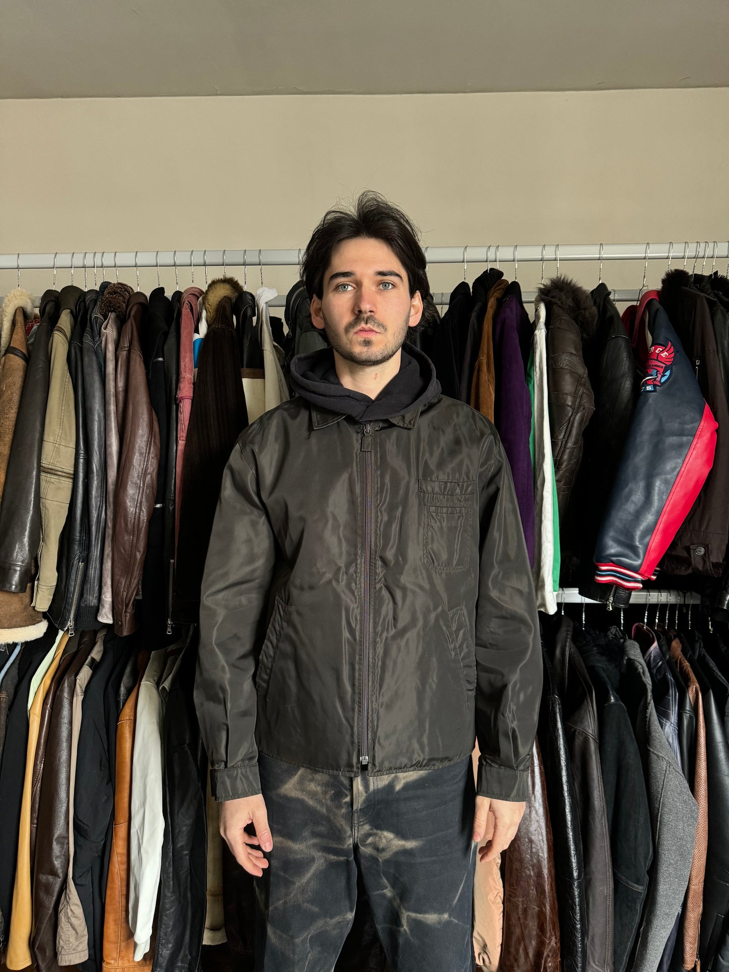 FW1994 Prada Nylon Olive Light Coach Jacket XL Dolce Vita Hub