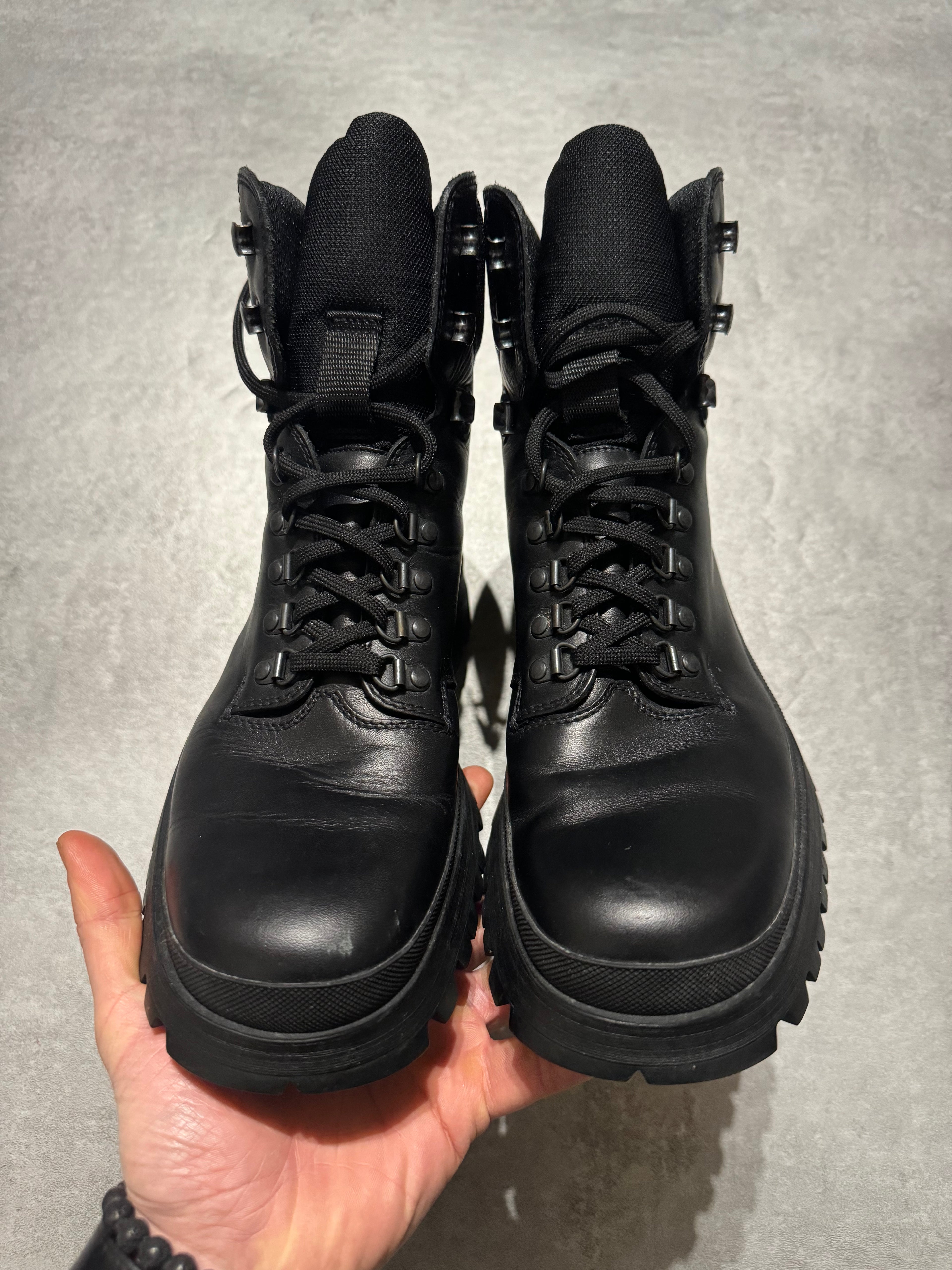 FW1999 Prada Black Leather Hiking Boots (42) - 3