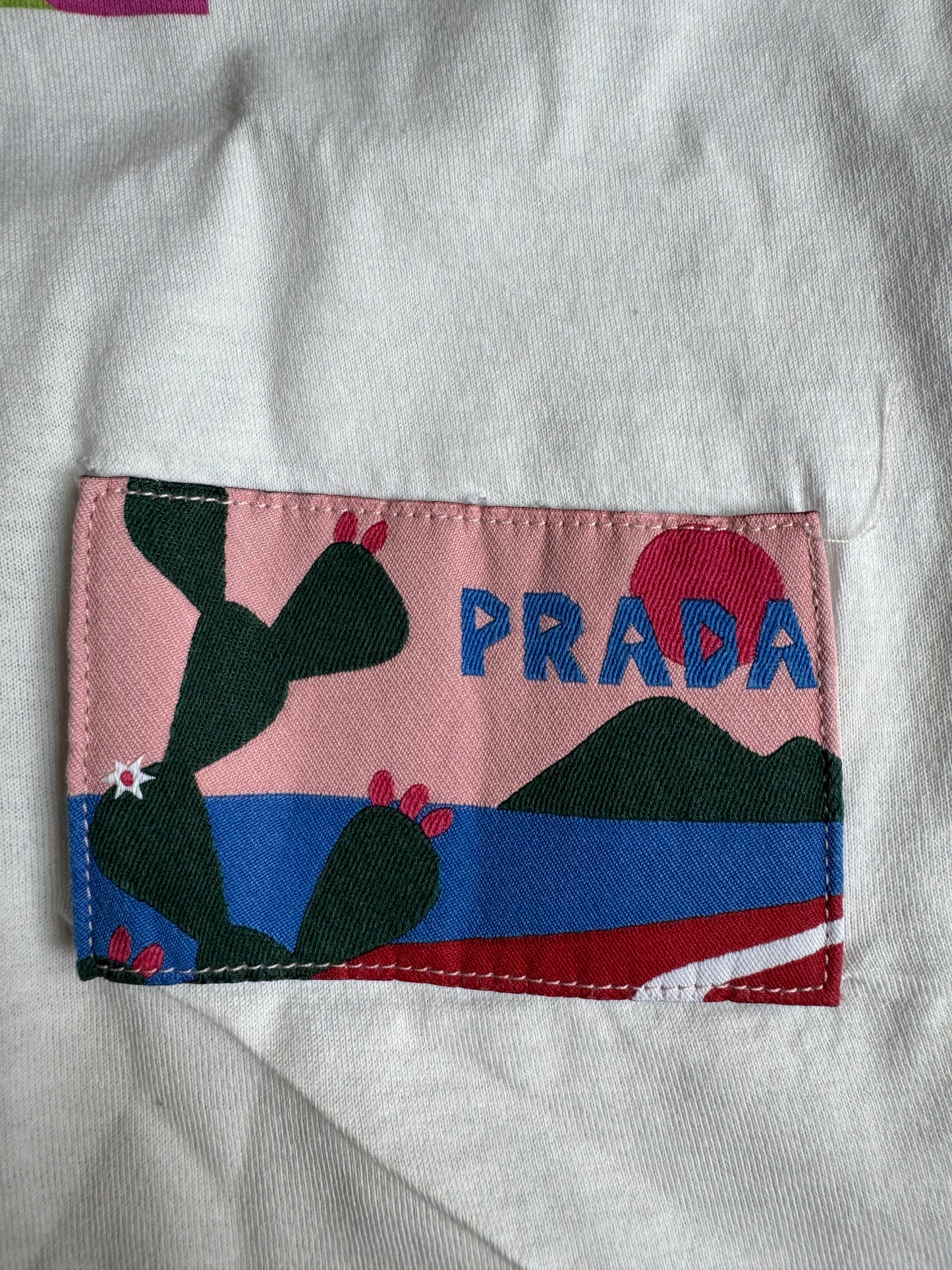 SS2018 Prada White Graphic Tee-Shirt (S) - 3