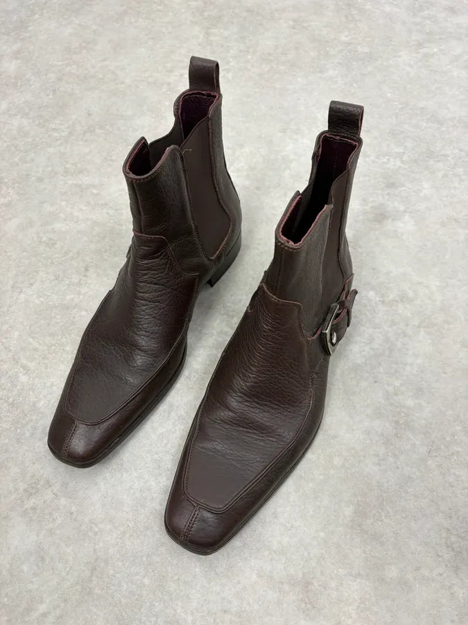 2000s Dolce & Gabbana Brown Ankle Leather Boots yozAuVu 2