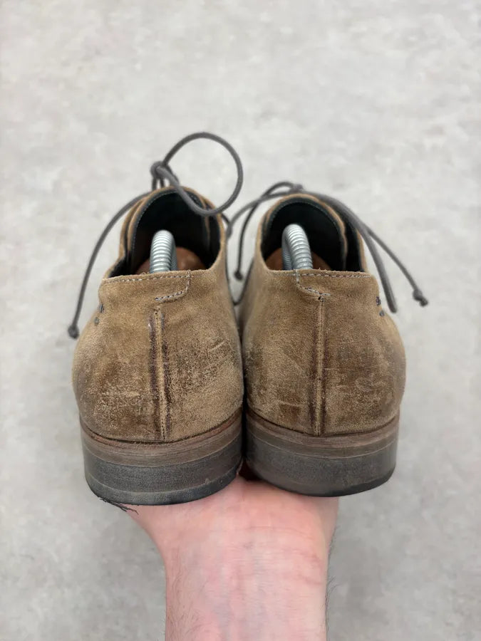 The Last Conspiracy Beige Suede Leather Eroded Derby Shoes TuJEWES 6