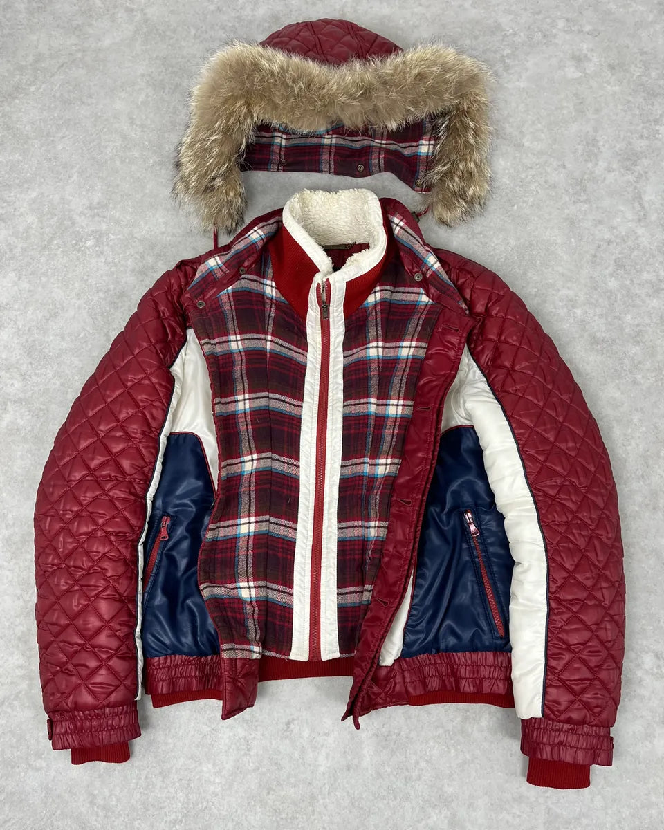 AW2008 Dolce & Gabbana White & Red British Fur Hooded Puffer Jacket jZwqQAM 5