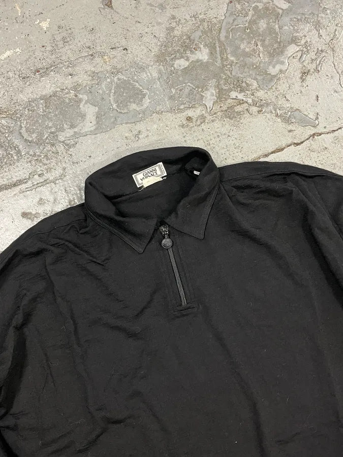Gianni Versace Black Long Sleeve Half-Zip Polo Shirt WyiefTd 5