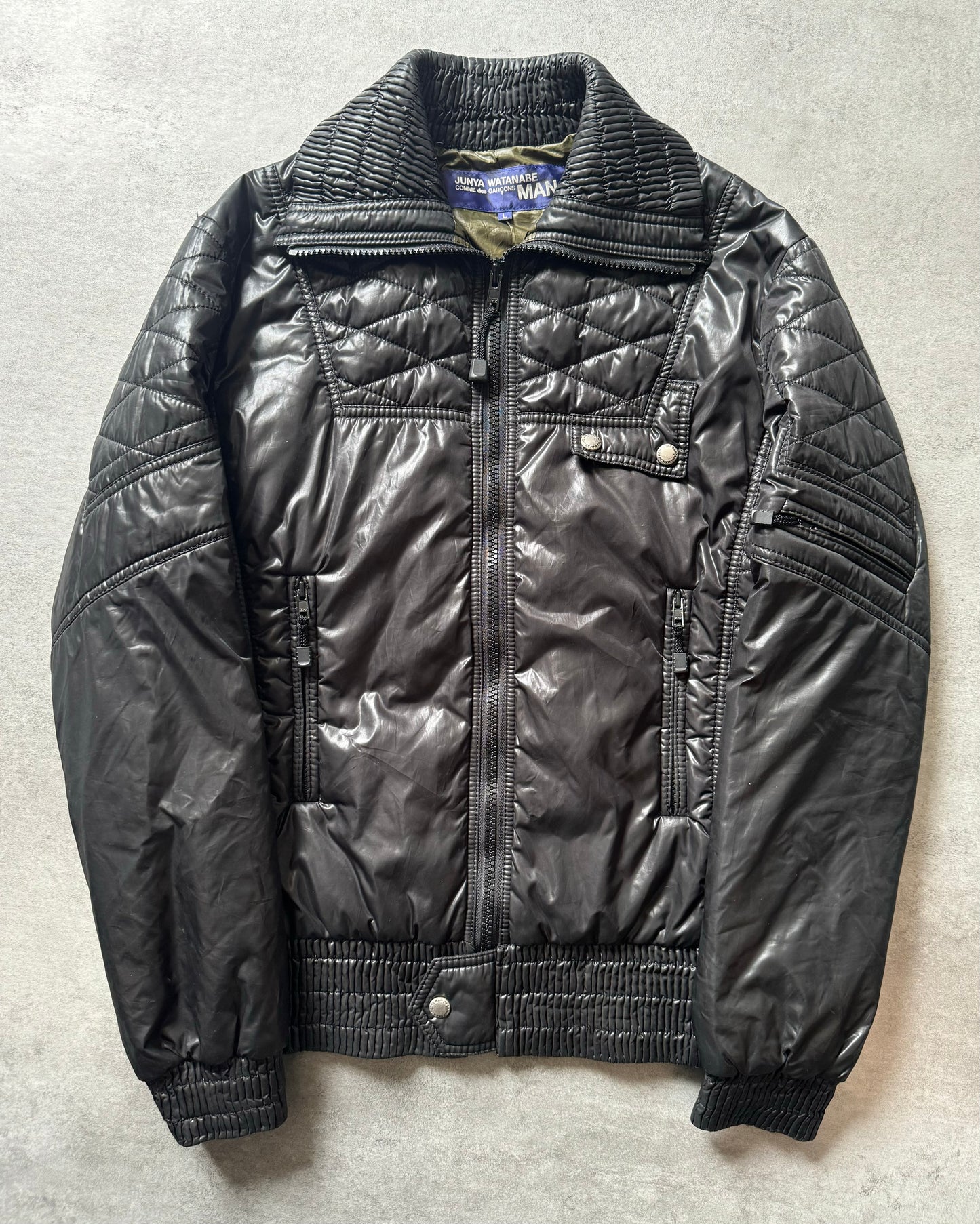 AW2005 Junya Watanabe Comme des Garçons Black Smooth Rebel Jacket (M) - 1