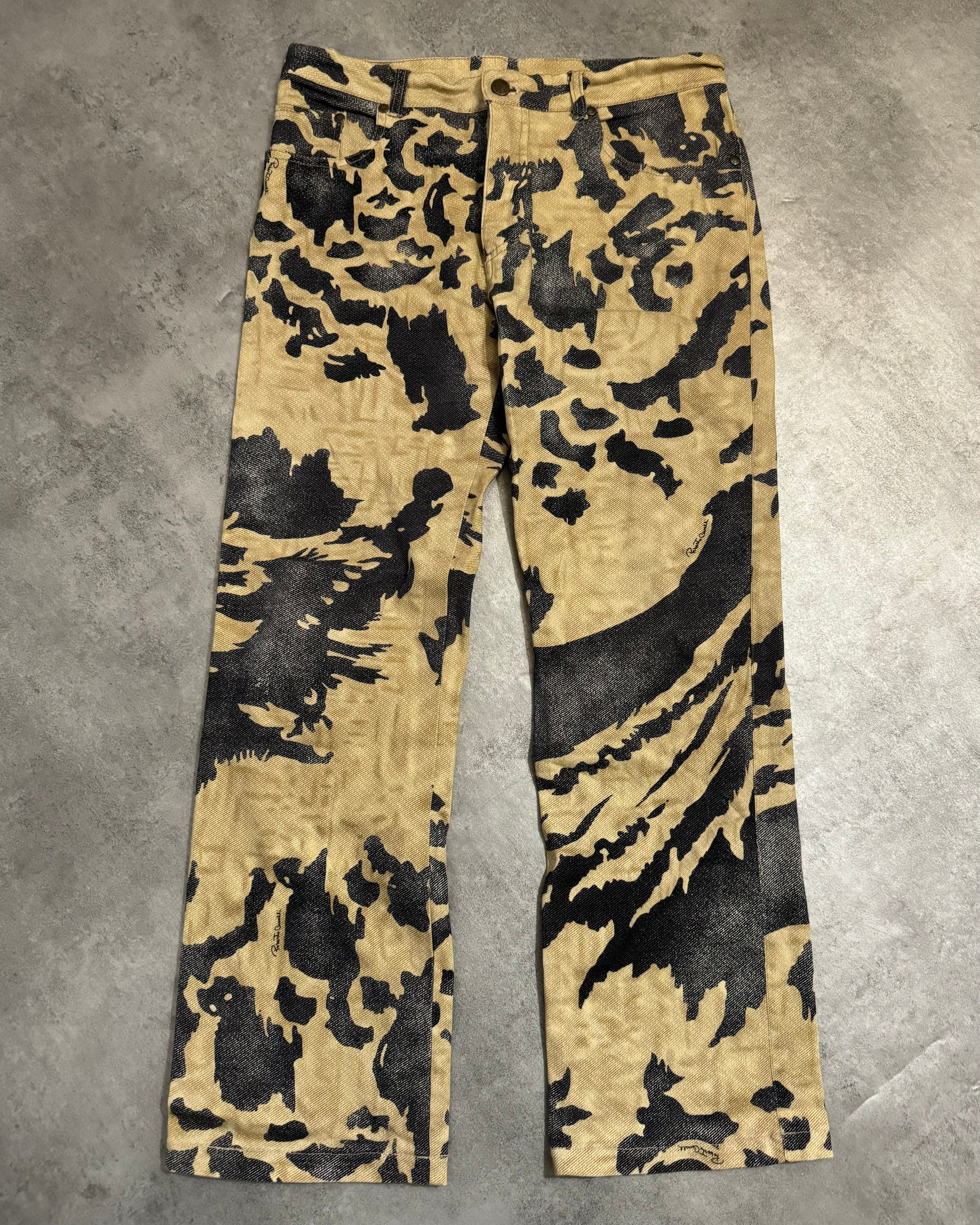 AW2001/02 Roberto Cavalli Beige Crow Peace Camouflage Pants  (S/M) - 1