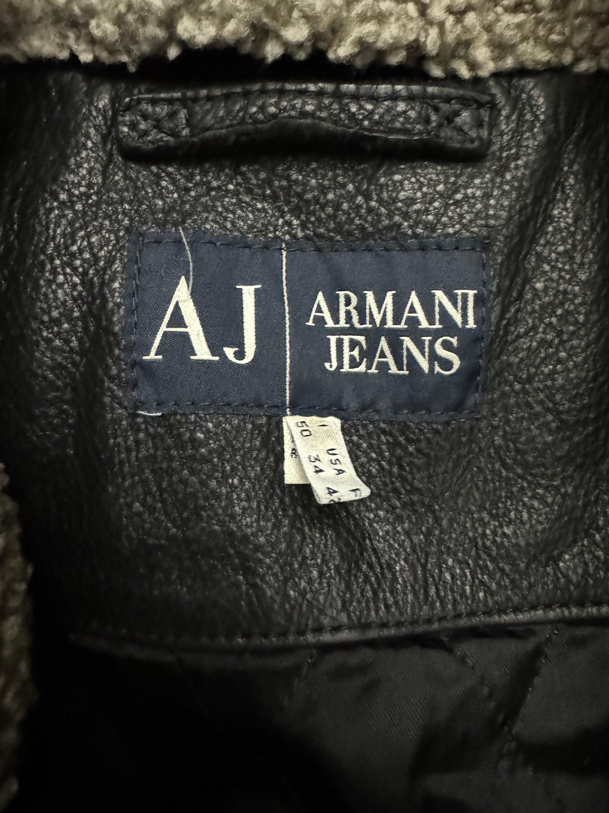 2000s Armani Black Shearling Biker Minimalist Leather Jacket (M) - 10