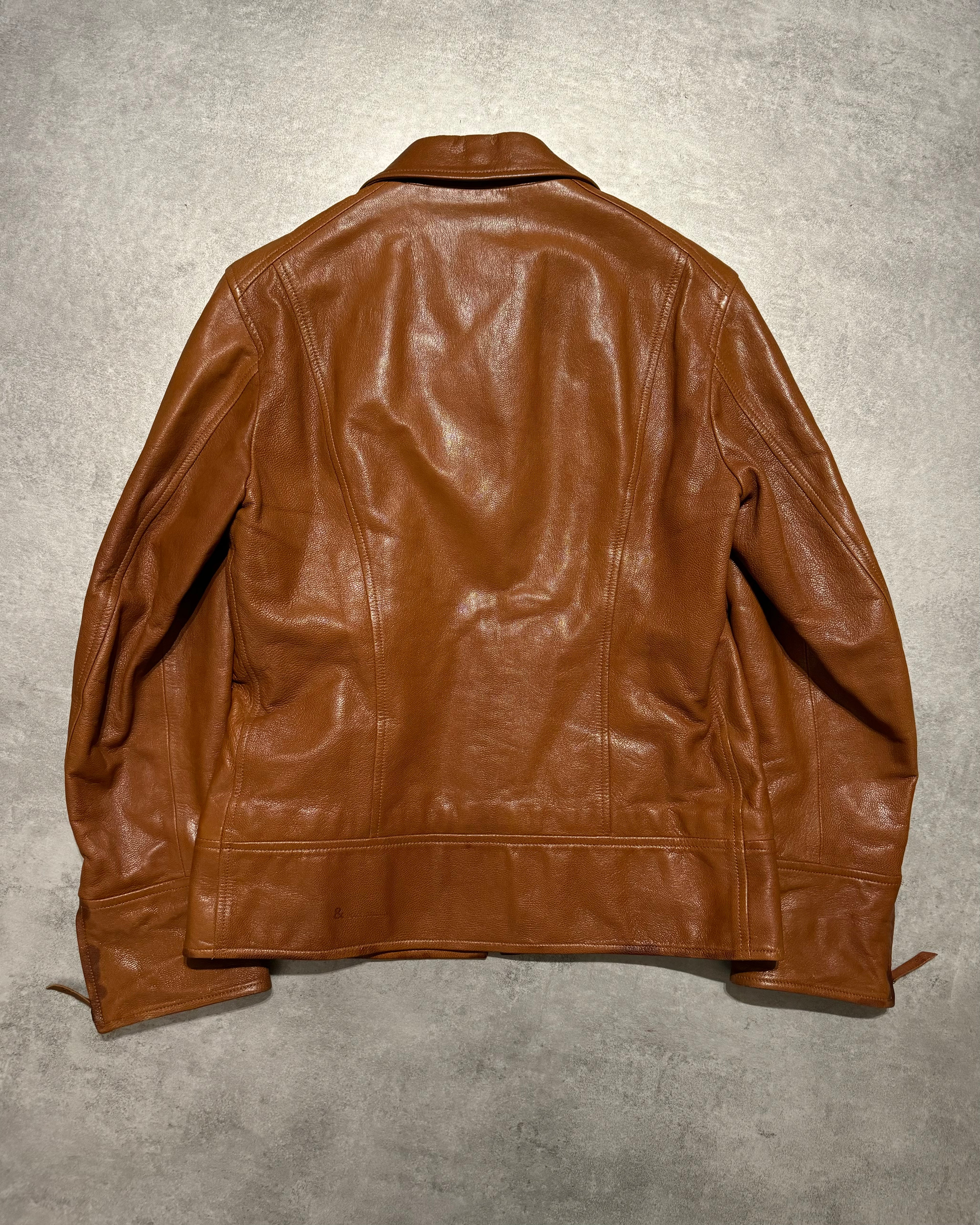 2000s Dolce & Gabbana Brown Coach Leather Jacket (M) - 9