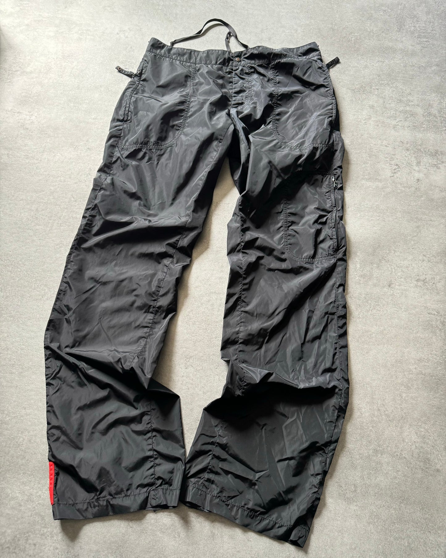 AW2005 Prada Linea Rossa Nylon Black Soft Pants (M) - 4