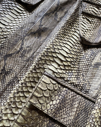 SS2002 Roberto Cavalli Python Leather Sand Jacket (L) - 12