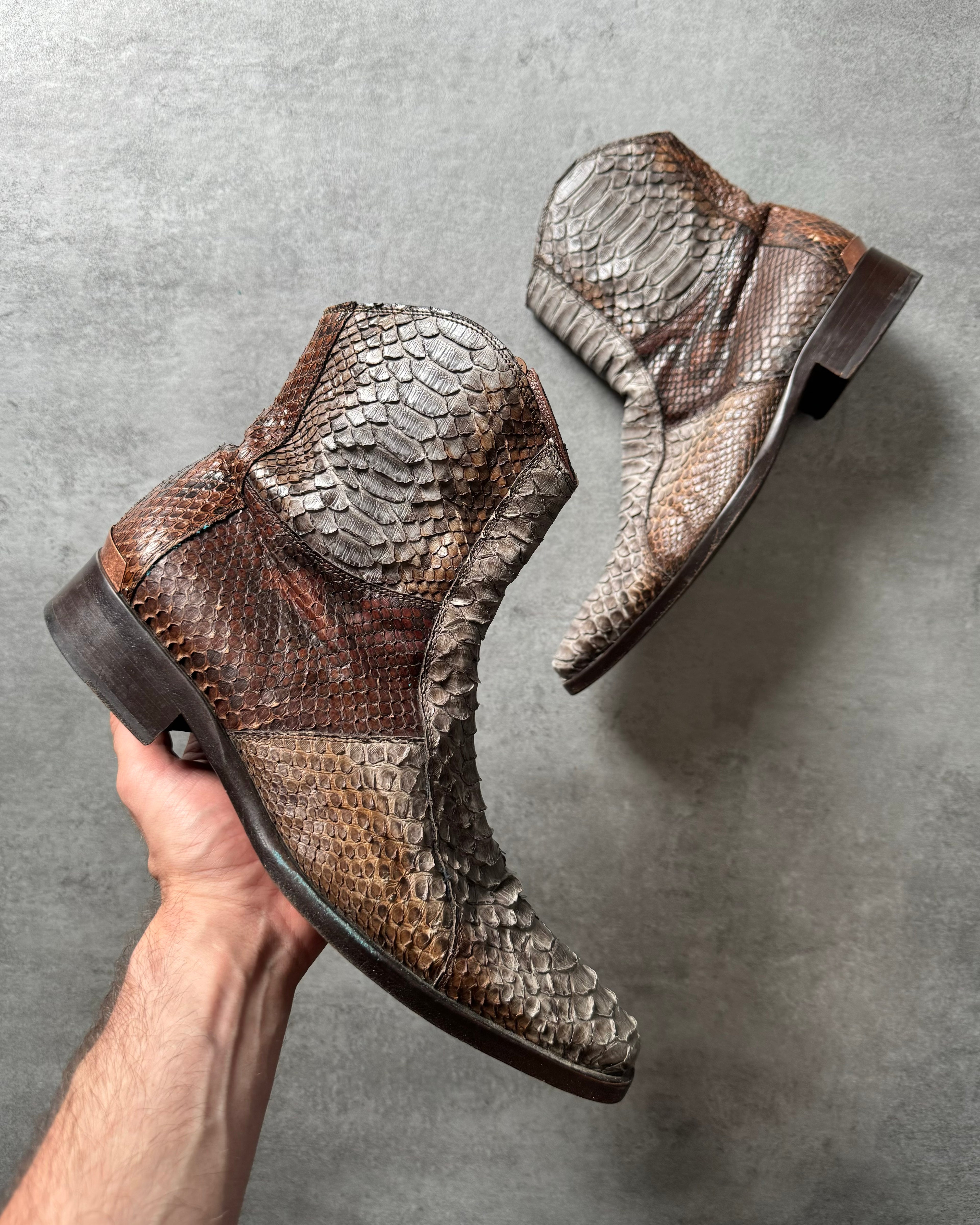 AW2003 Roberto Cavalli Python Leather Cow-Boy Boots  (42) - 1