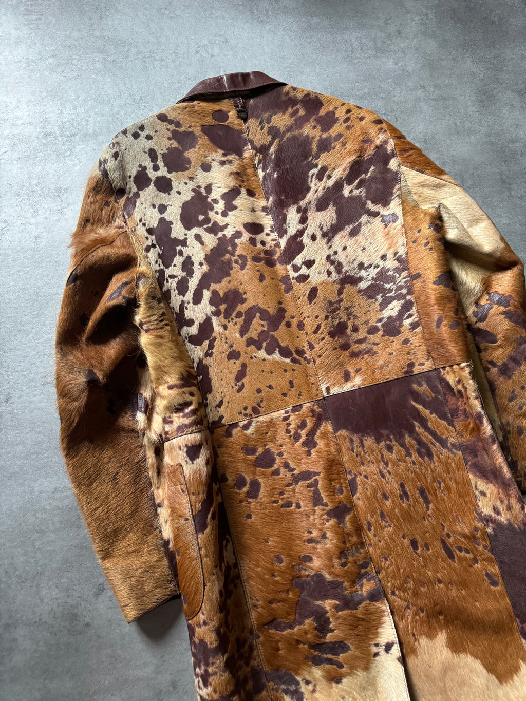 AW2004 Cavalli Brown Pony Hair Long Leather Jacket (M) - 3