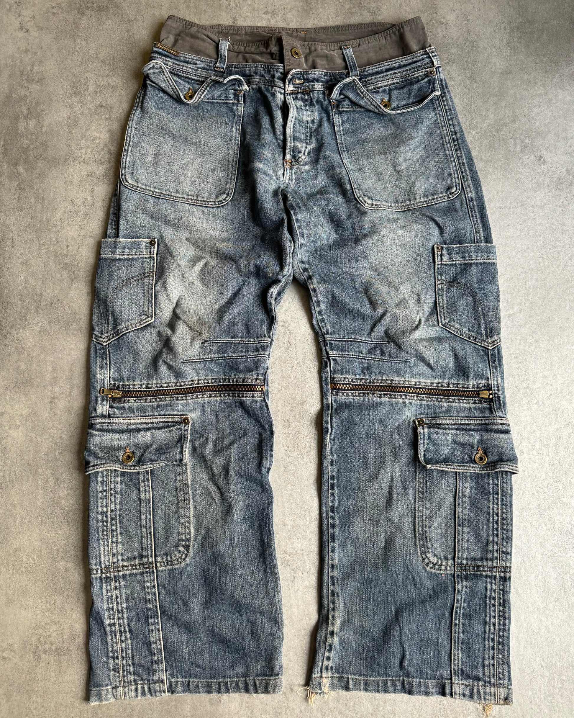 AW2003 Dolce & Gabbana Waisted Masterpiece Faded Denim Cargo (L) - 1