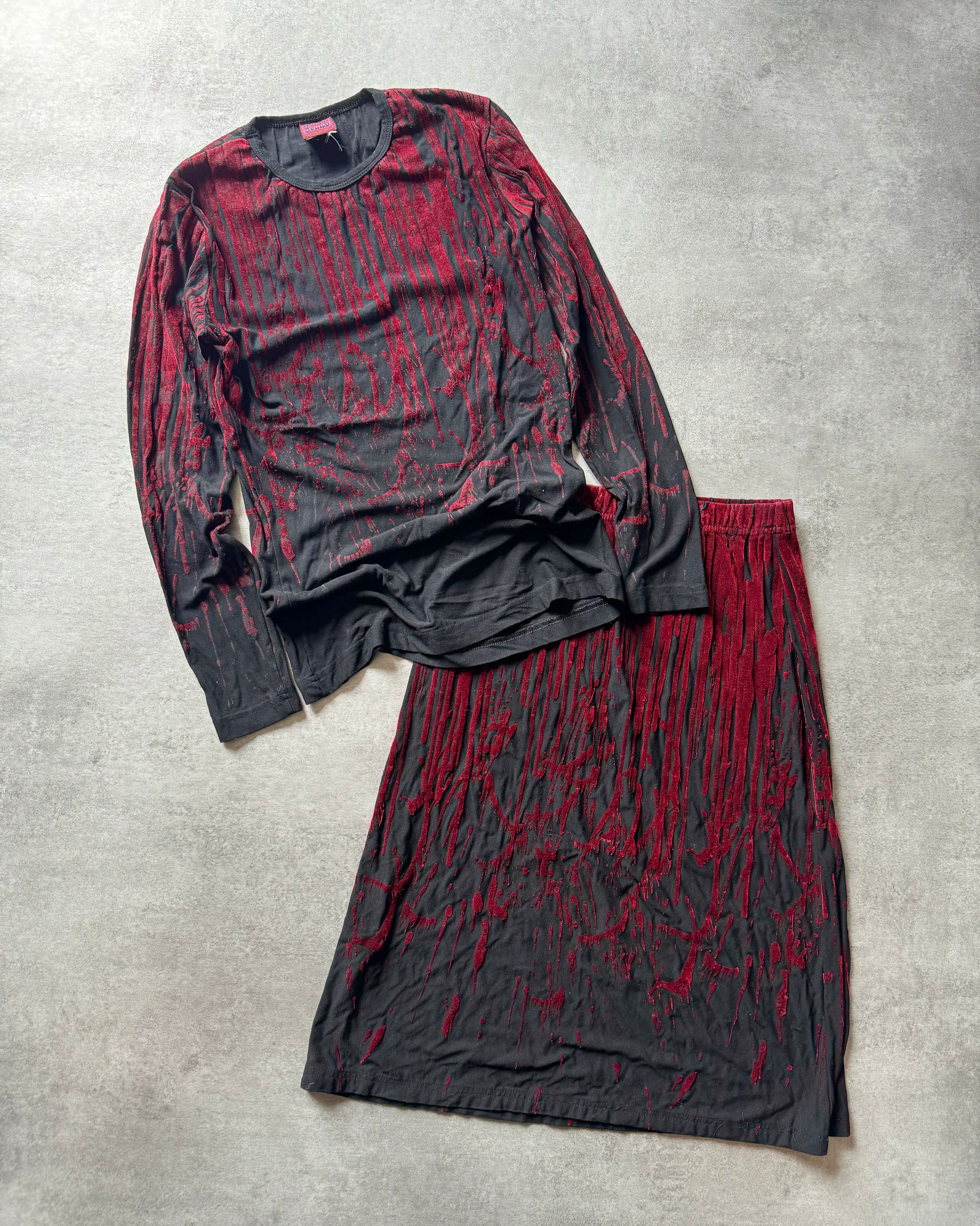 AW1998 Jean Paul Gaultier Blood Devil Skirt/Longsleeves Set (S) - 6