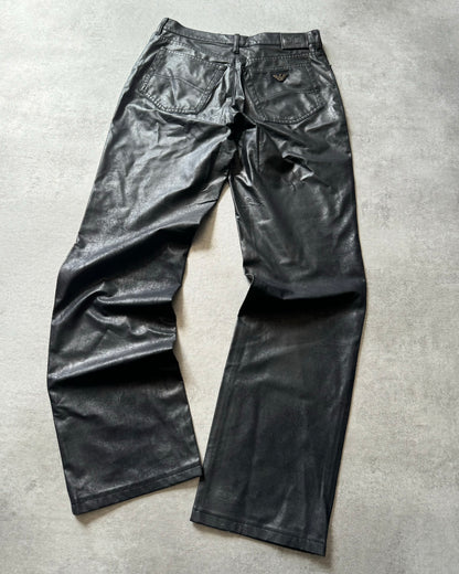 2000s Armani Black Soft Eco Leather Pants (S) - 2