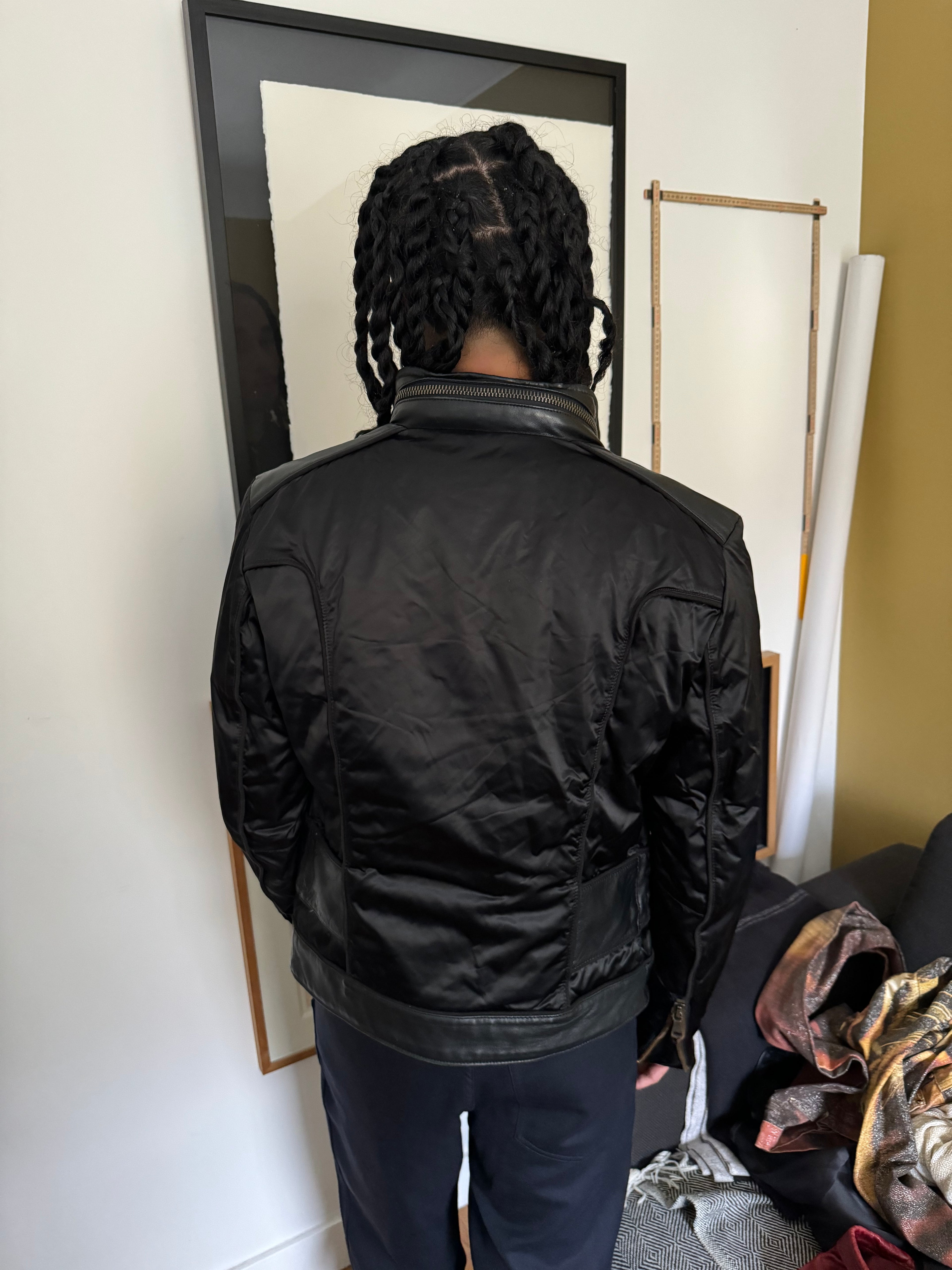 AW2007 Dolce & Gabbana Multi Zips Black Hybride Nylon Leather Jacket