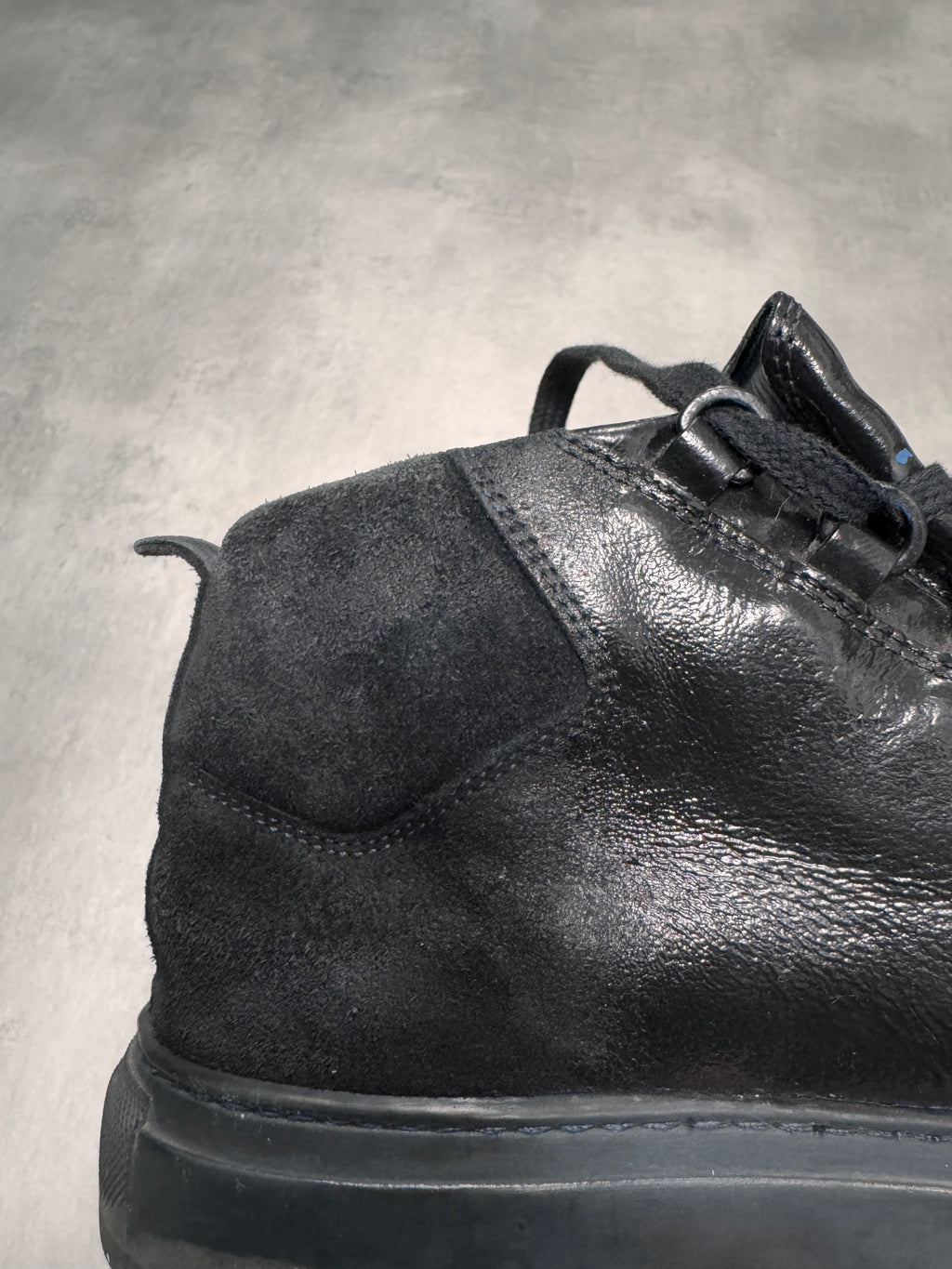 Balenciaga Arena High Hybrid Varnished Double Black Suede Leather Sneakers