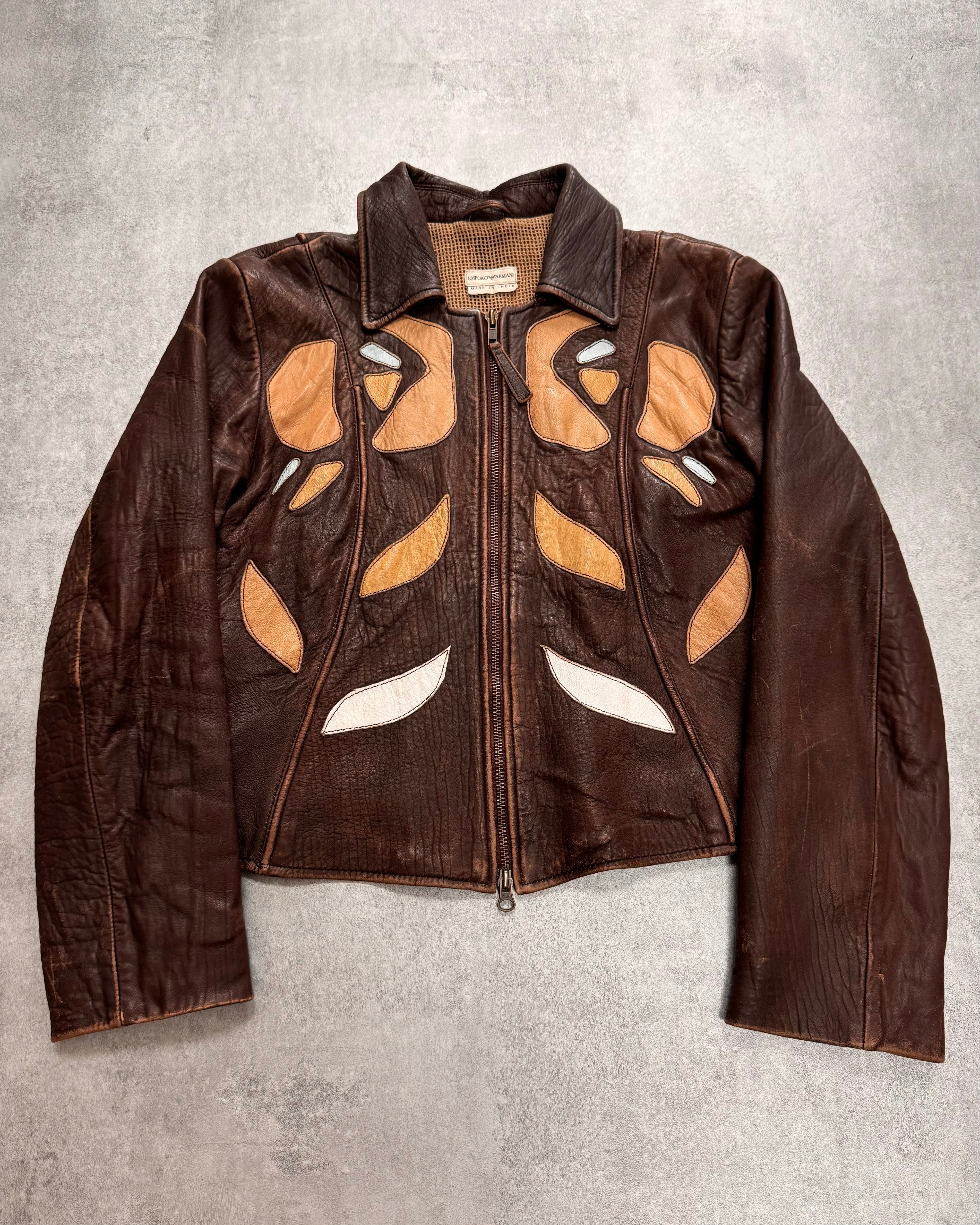 SS2003 Emporio Armani Patches Leather Jacket