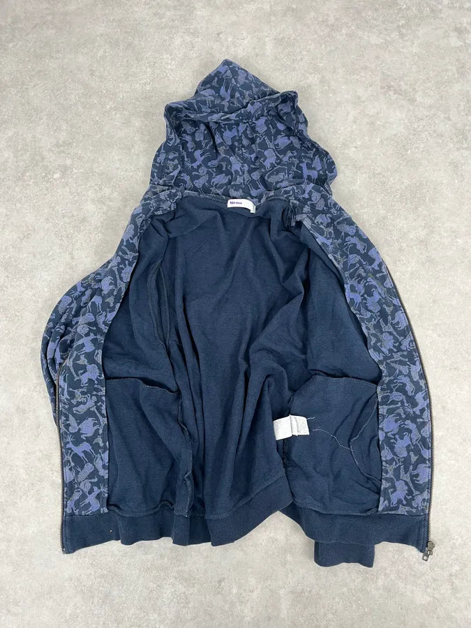 Ne-Net Navy Blue Animals Savage Japanese Zip-up Hoodie ubtnRUV 7